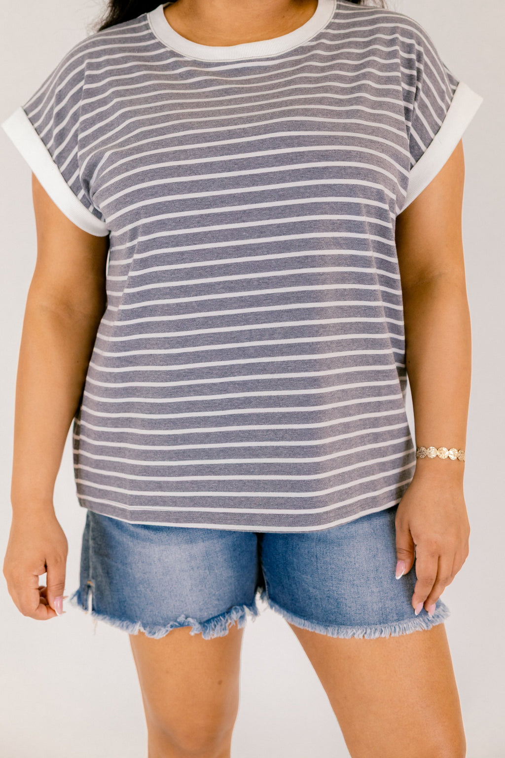 The Savannah Stroll Striped Tee, Charcoal