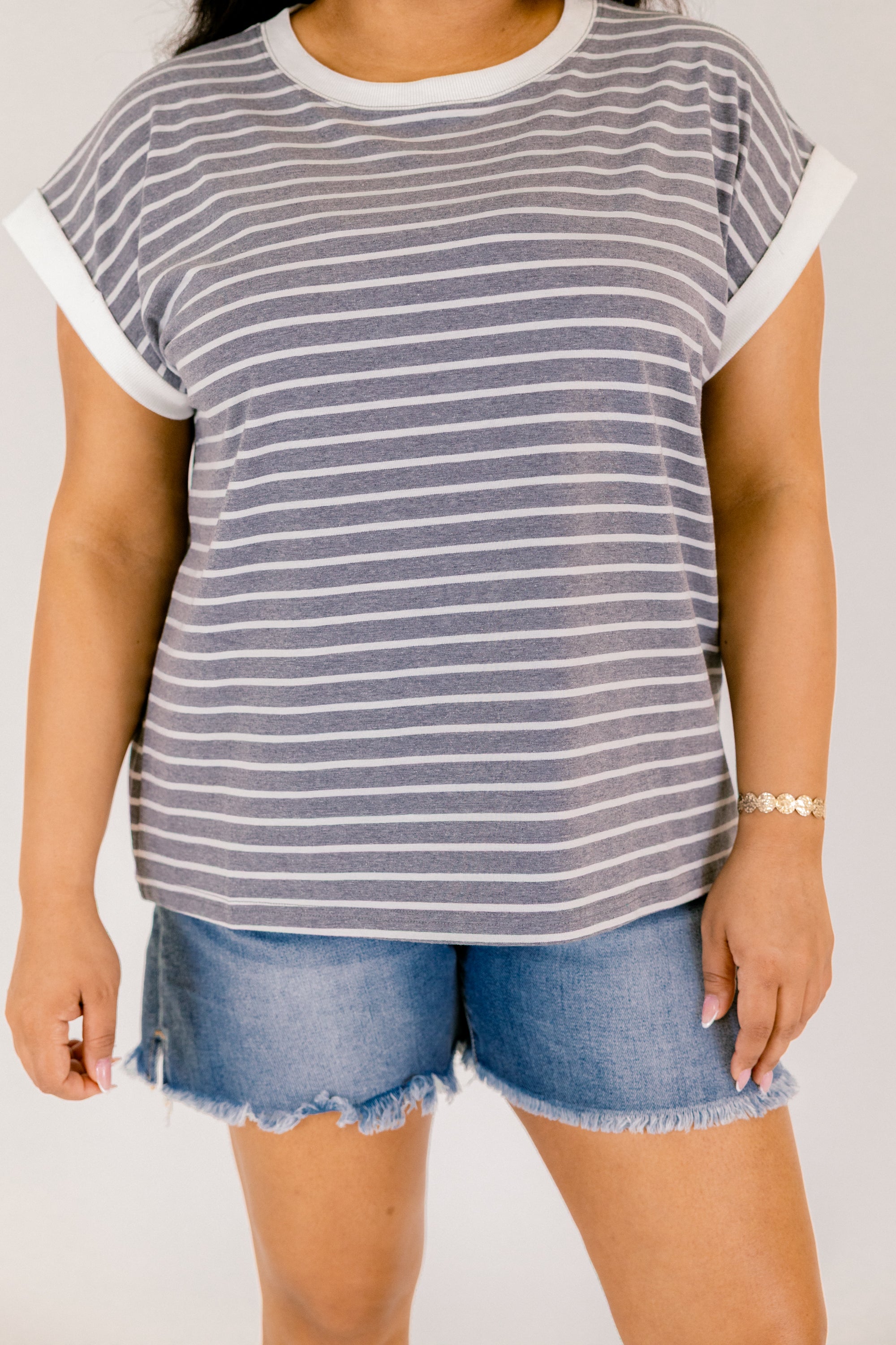 The Savannah Stroll Striped Tee, Charcoal