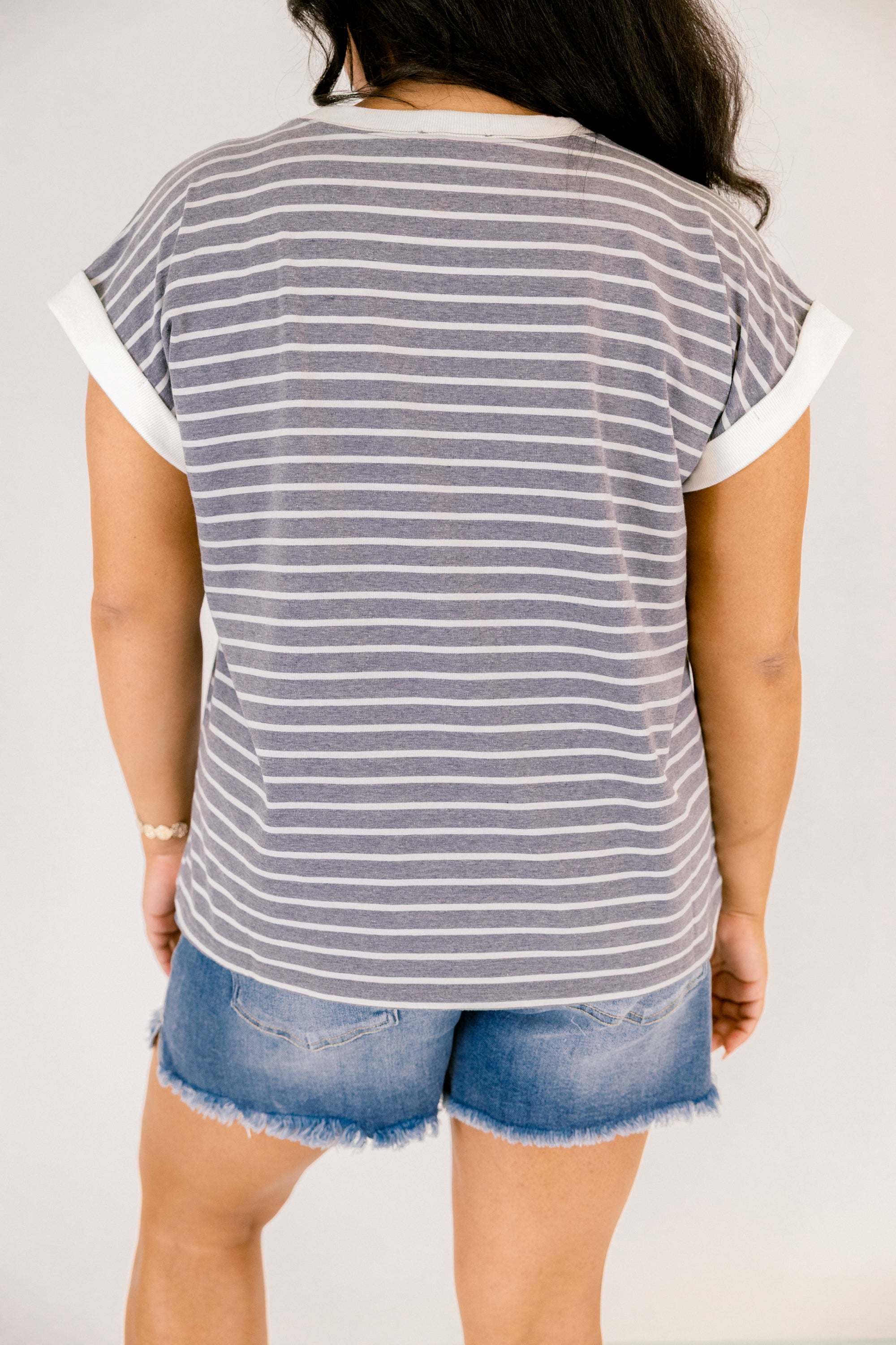 The Savannah Stroll Striped Tee, Charcoal