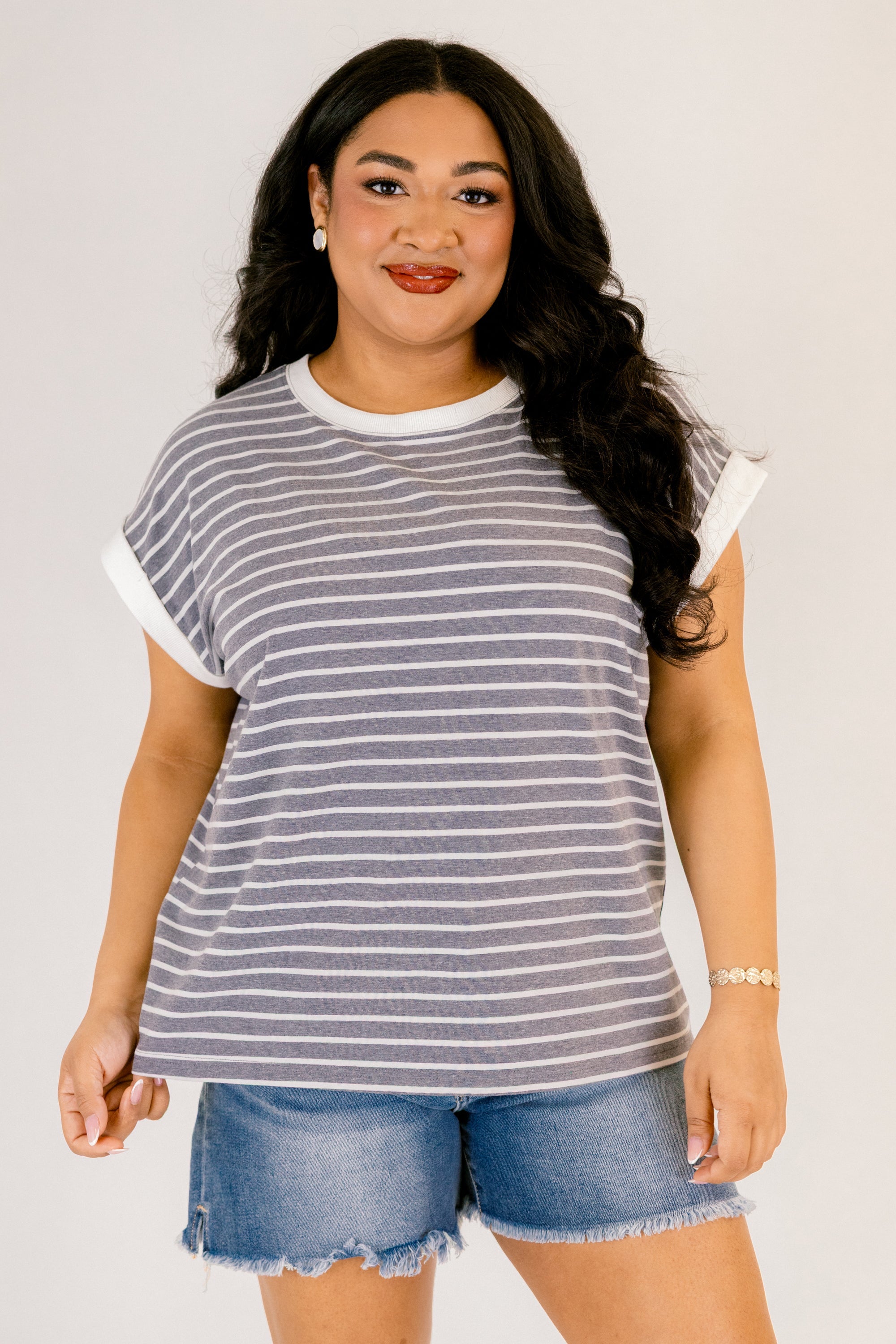 The Savannah Stroll Striped Tee, Charcoal