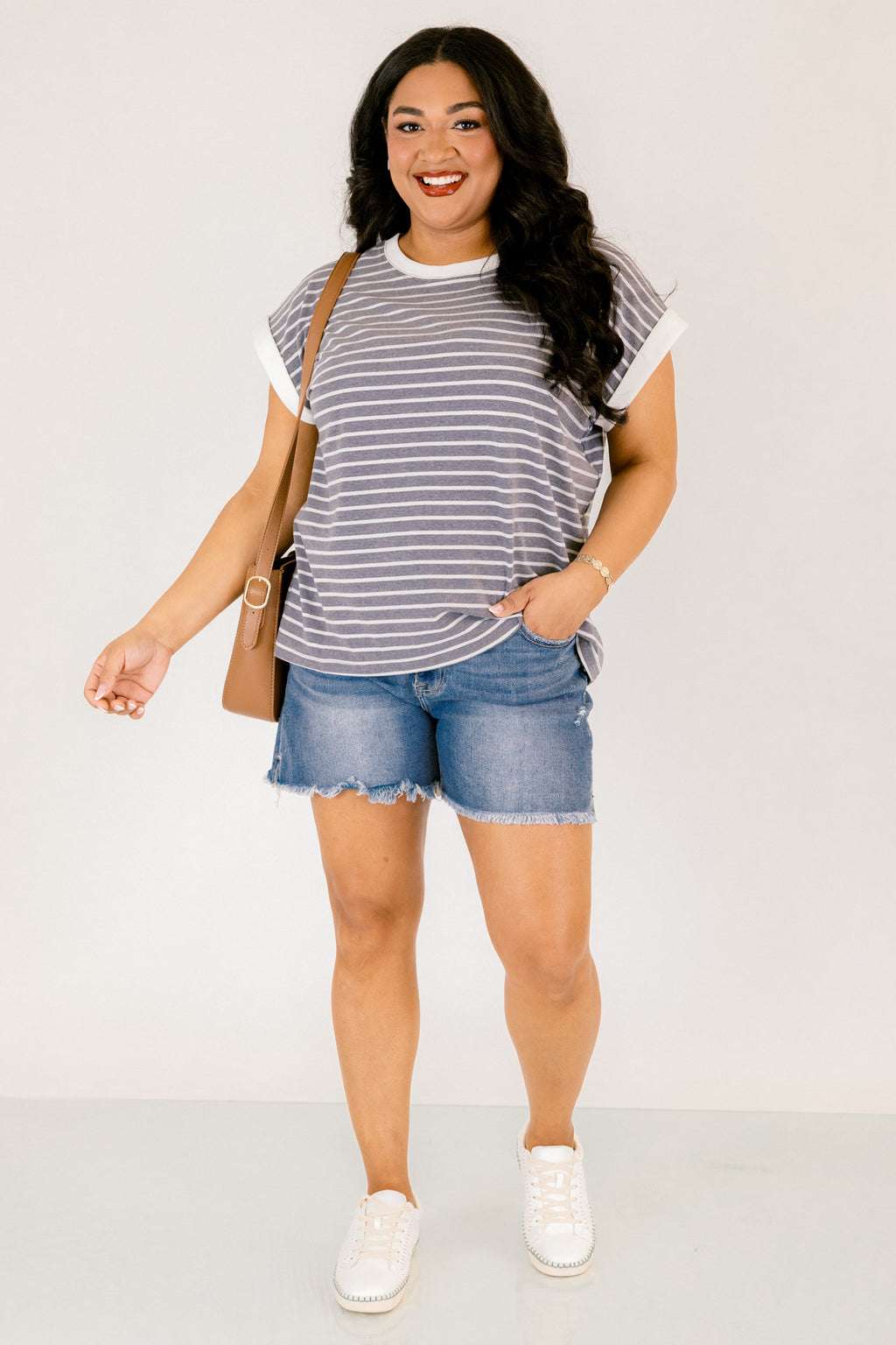 The Savannah Stroll Striped Tee, Charcoal