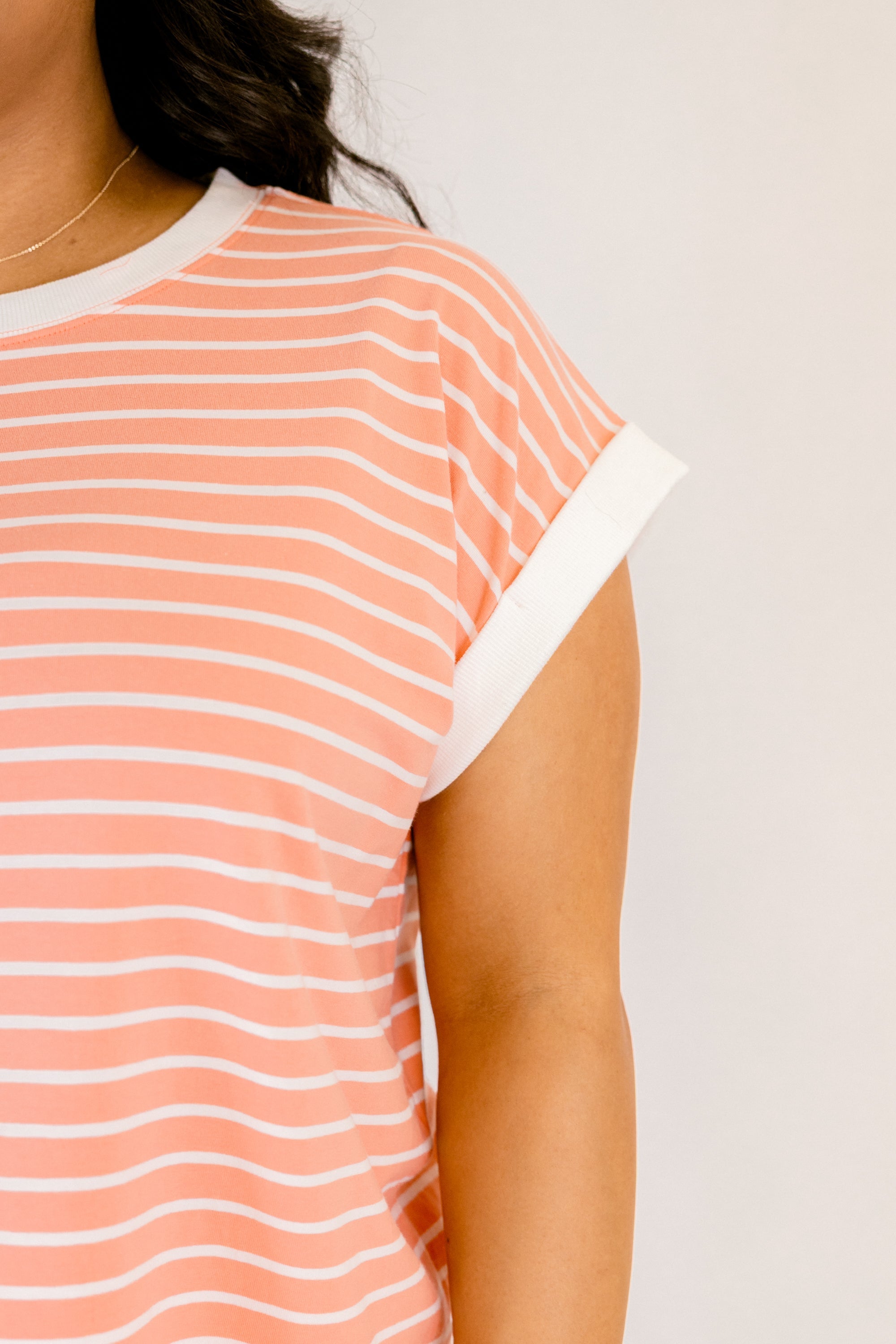 The Savannah Stroll Striped Tee, Coral