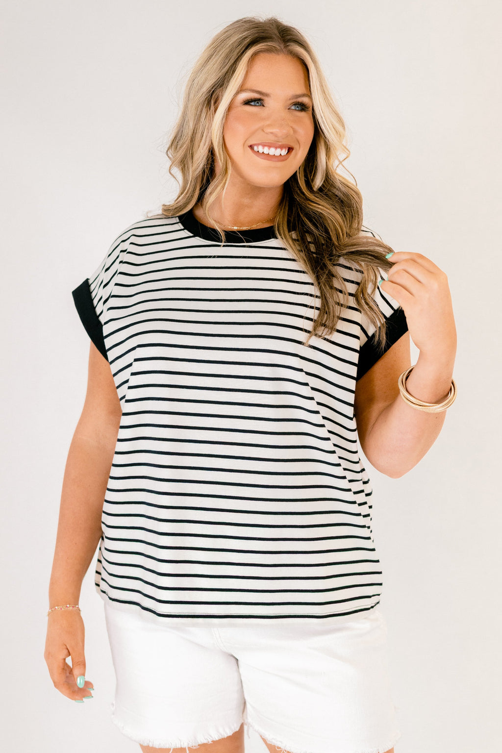 The Savannah Stroll Striped Tee, Cream