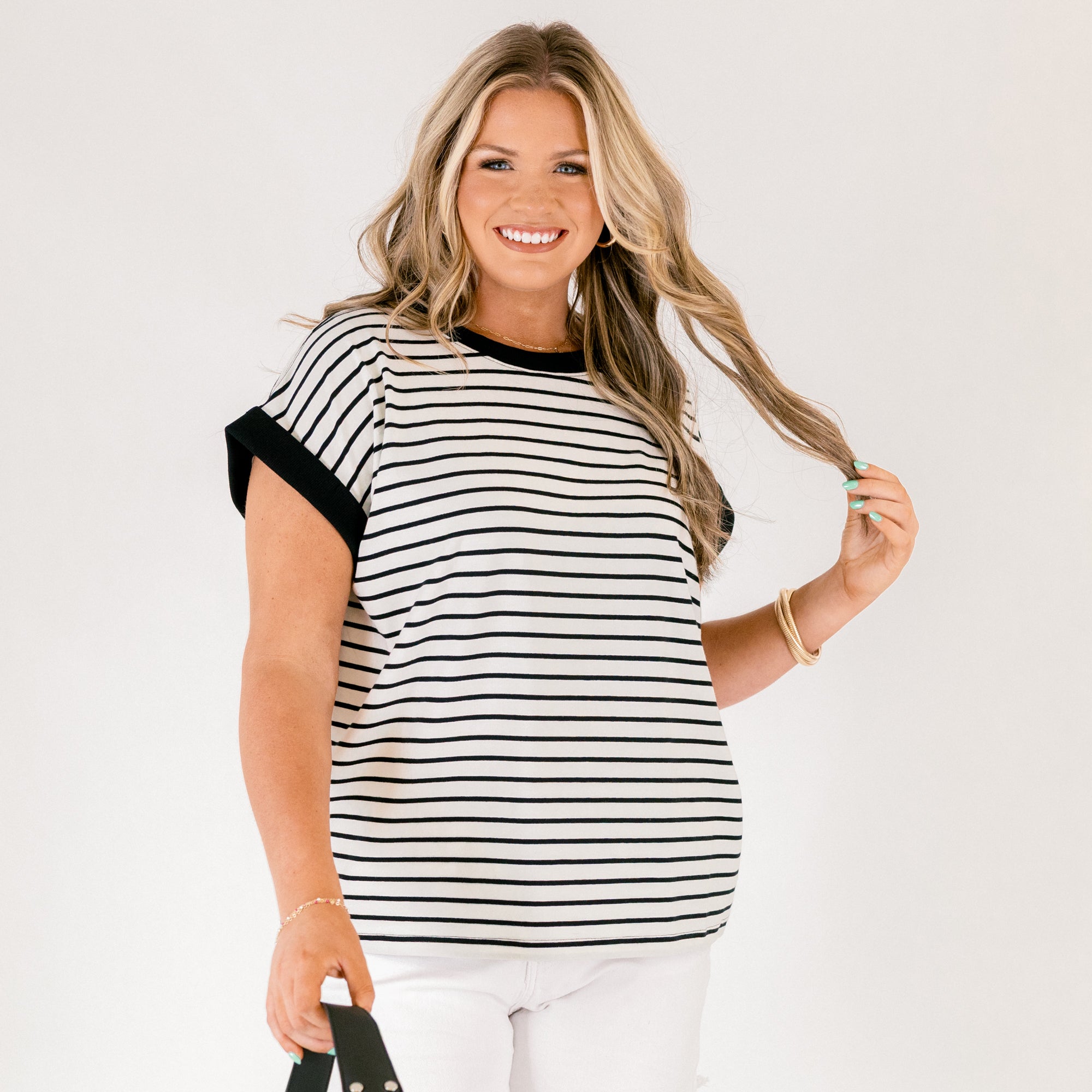 The Savannah Stroll Striped Tee, Cream