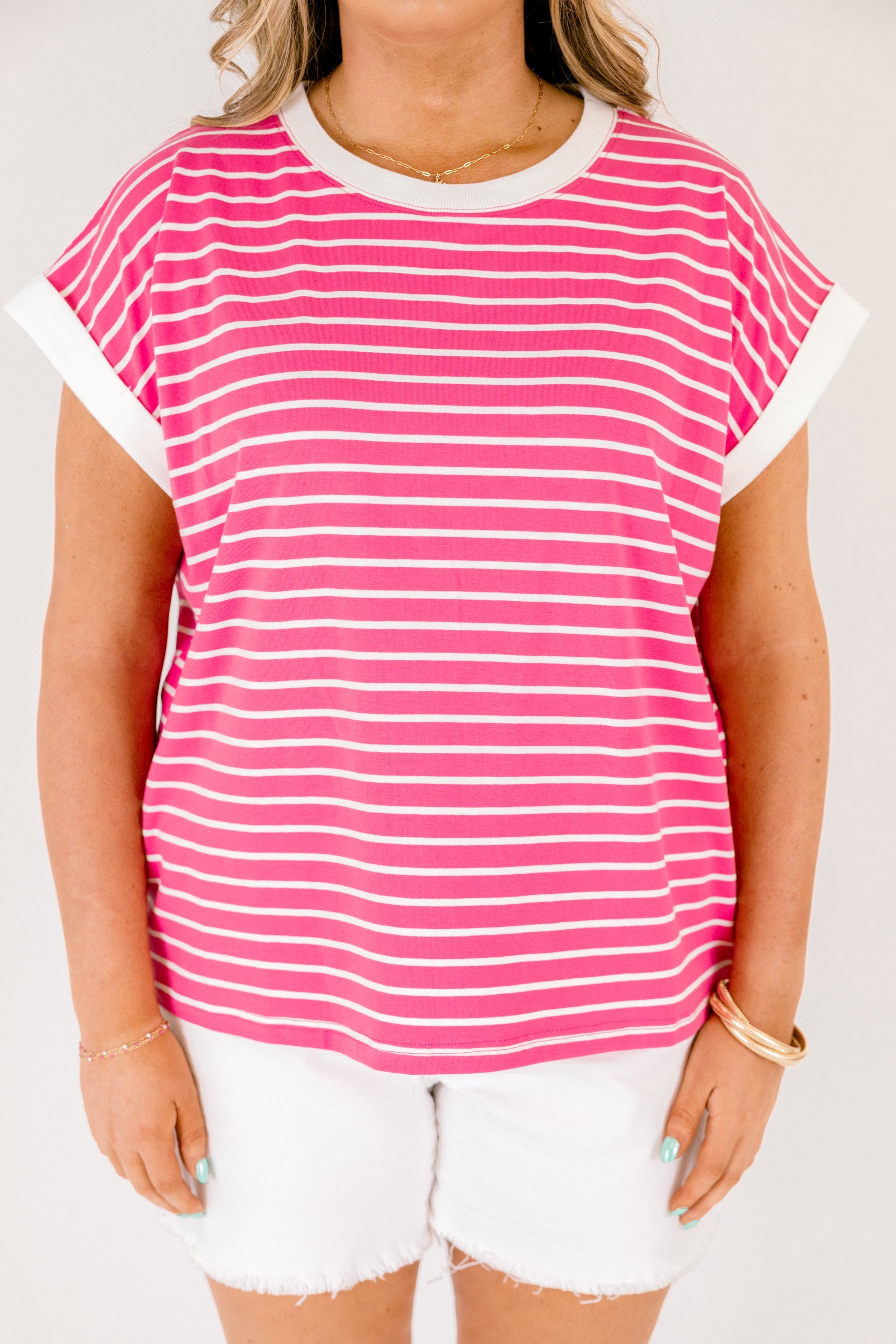 The Savannah Stroll Striped Tee, Fuchsia