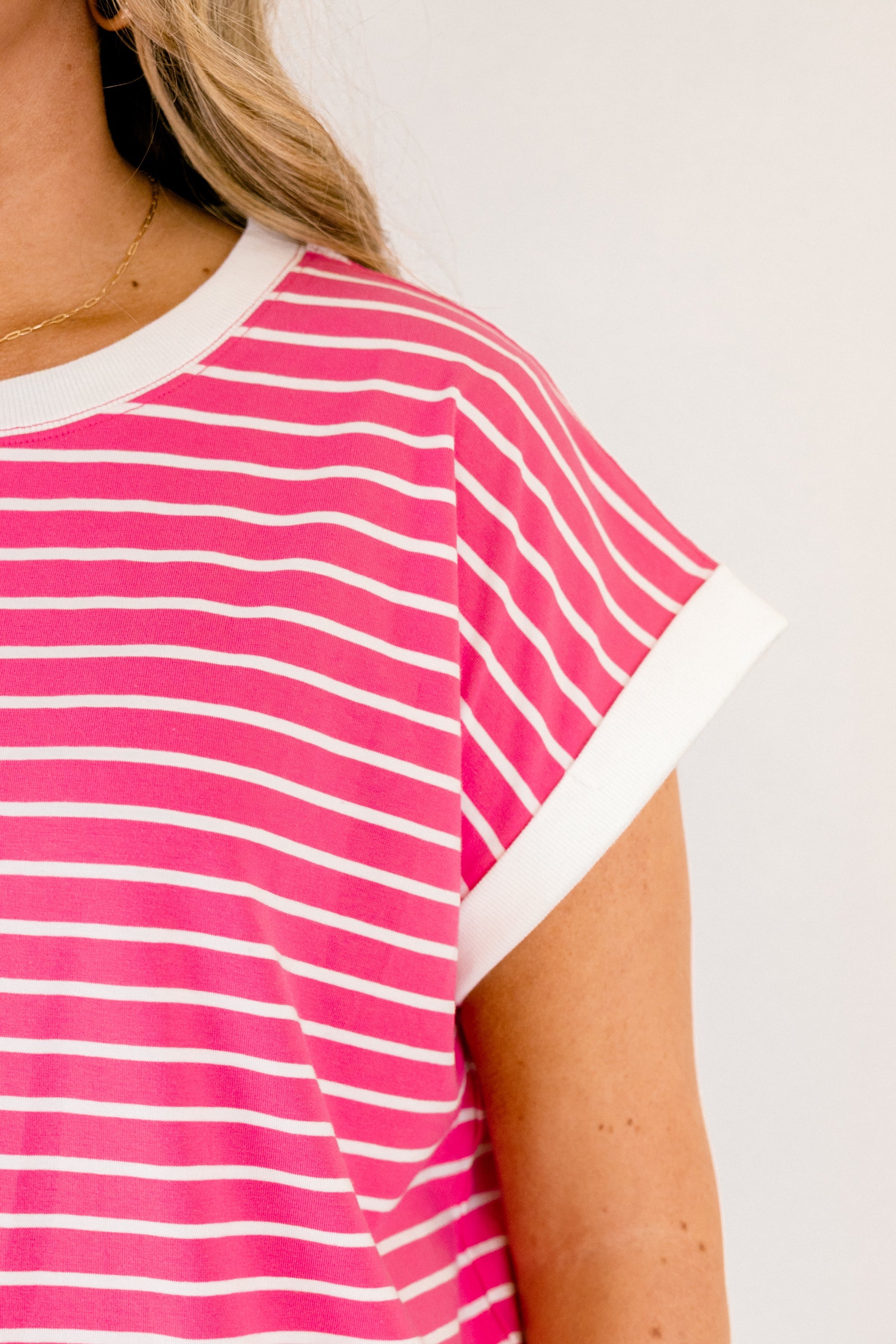 The Savannah Stroll Striped Tee, Fuchsia