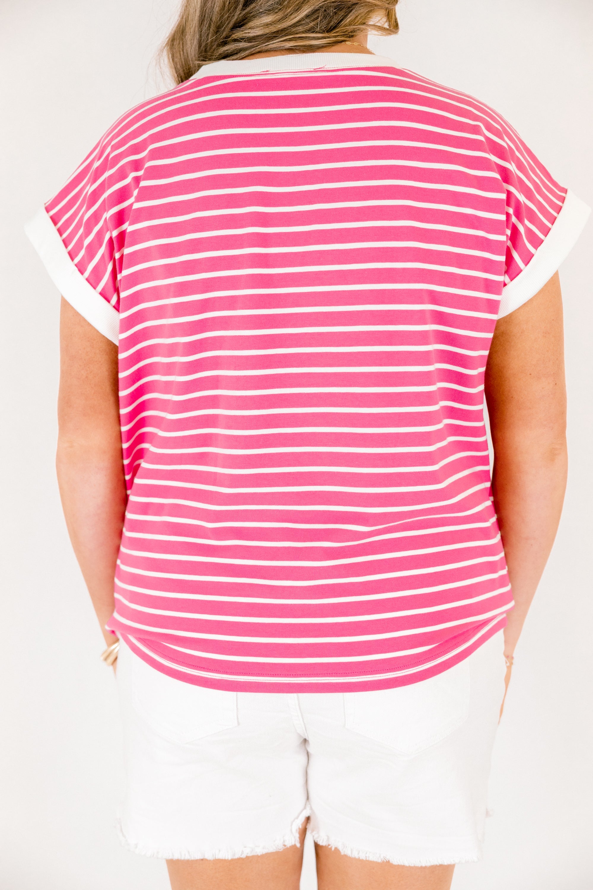The Savannah Stroll Striped Tee, Fuchsia
