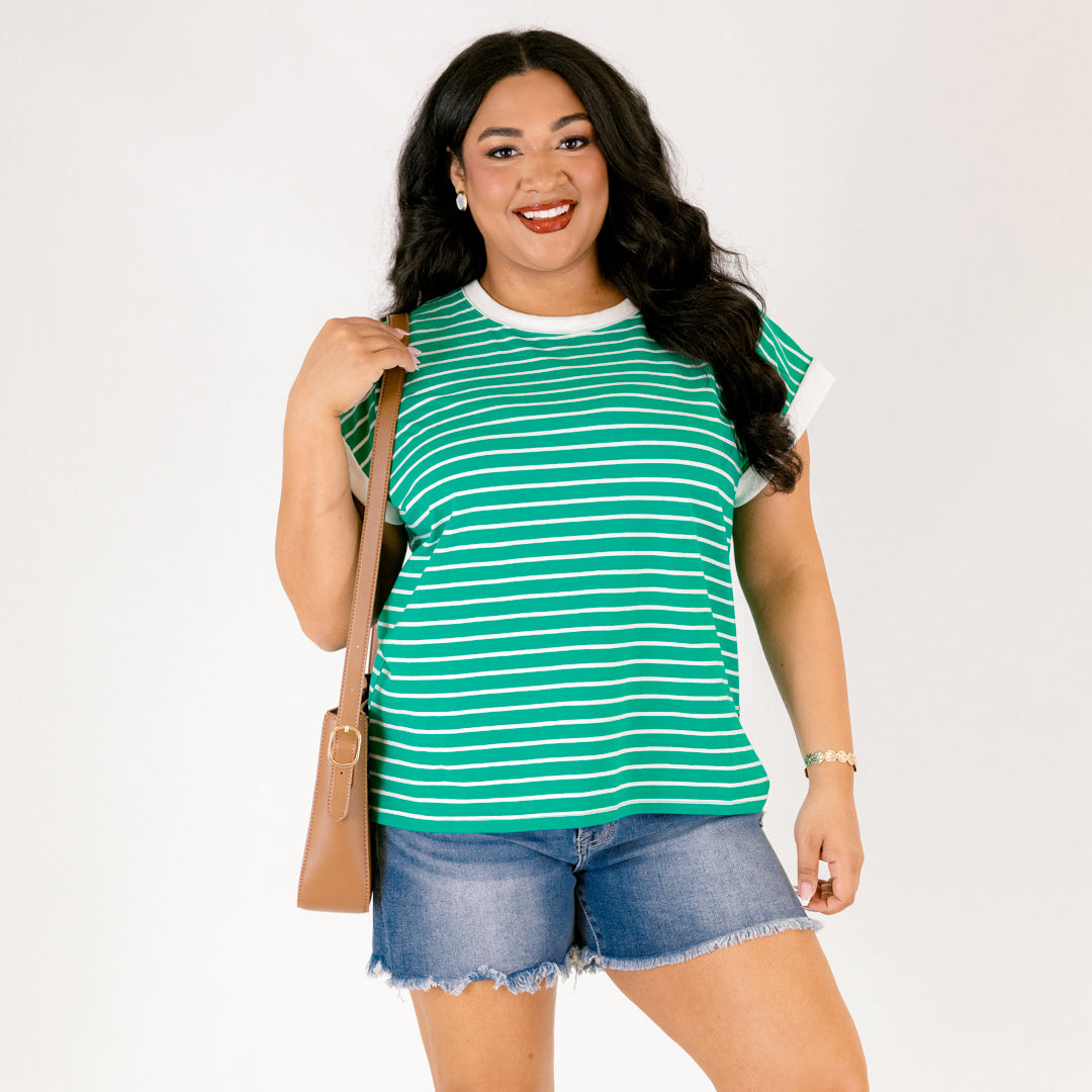 The Savannah Stroll Striped Tee, Kelly Green