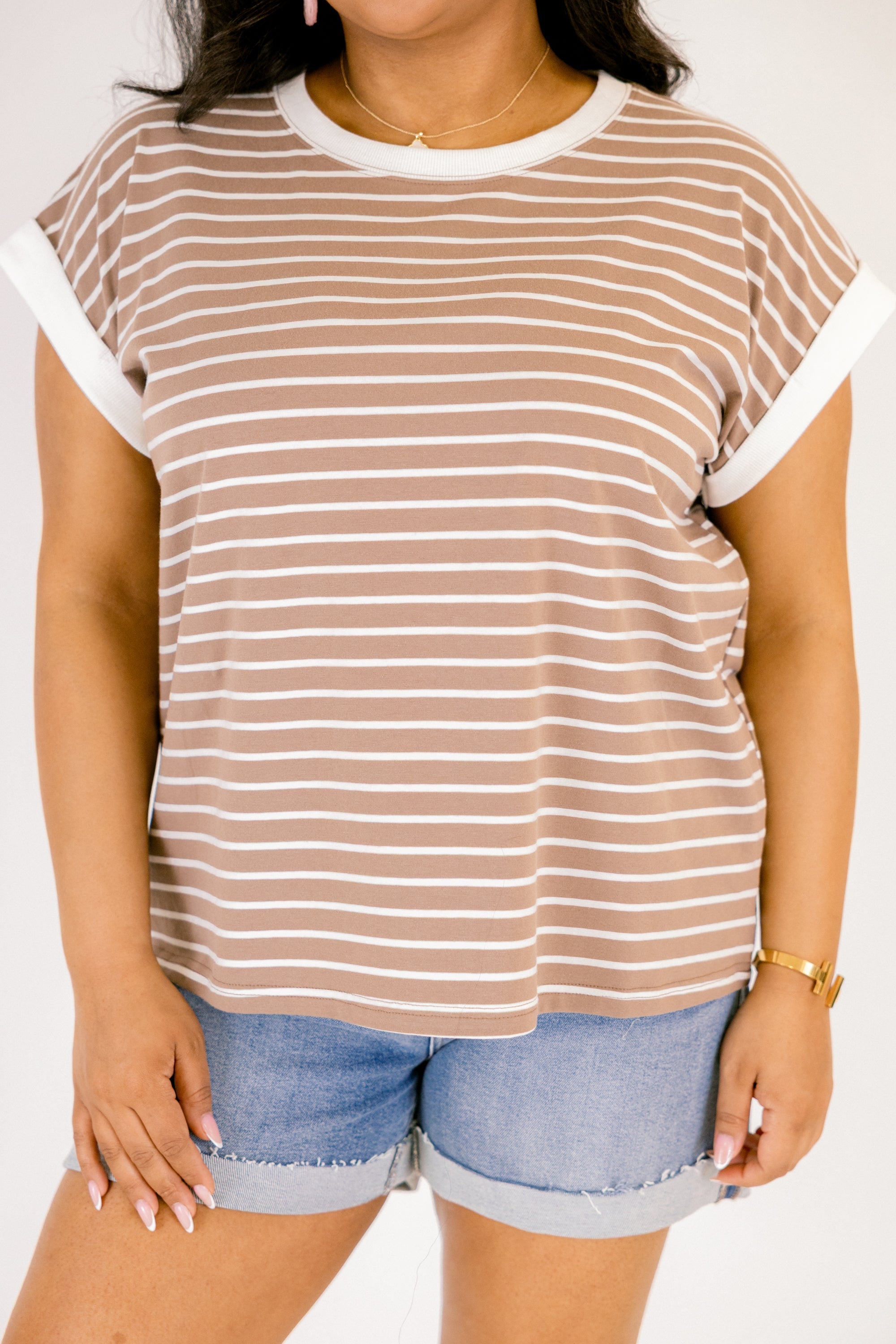 The Savannah Stroll Striped Tee, Mocha