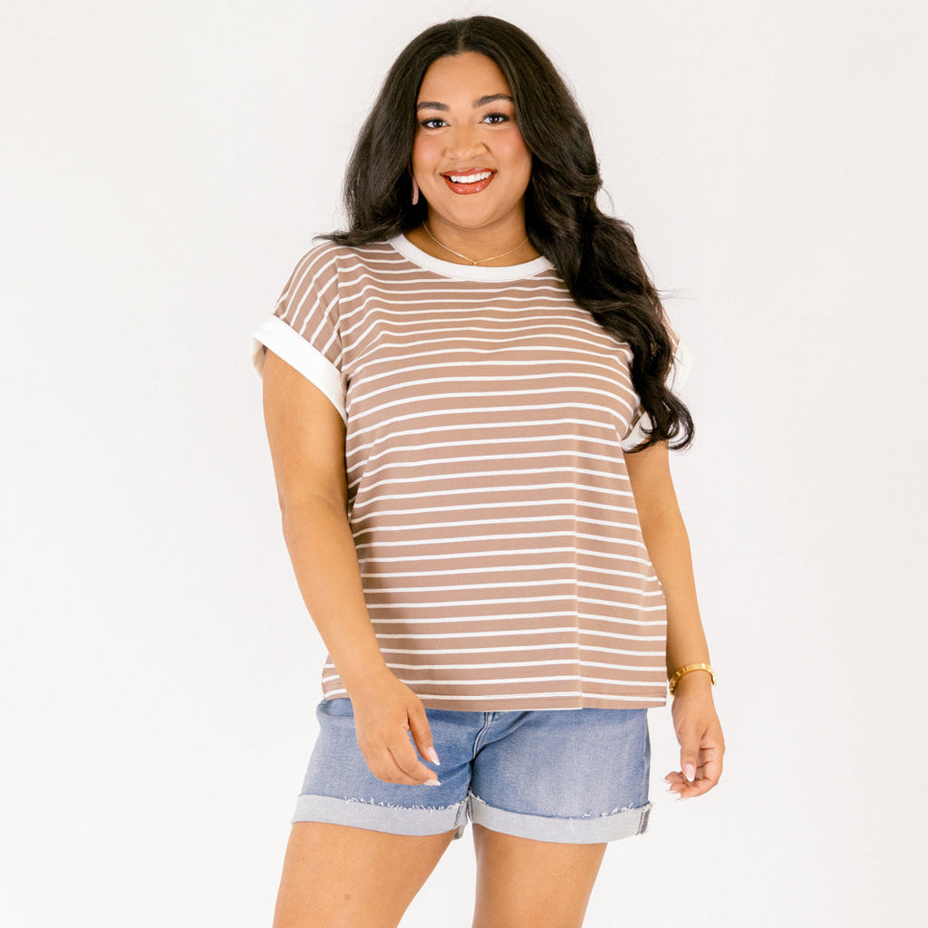 The Savannah Stroll Striped Tee, Mocha