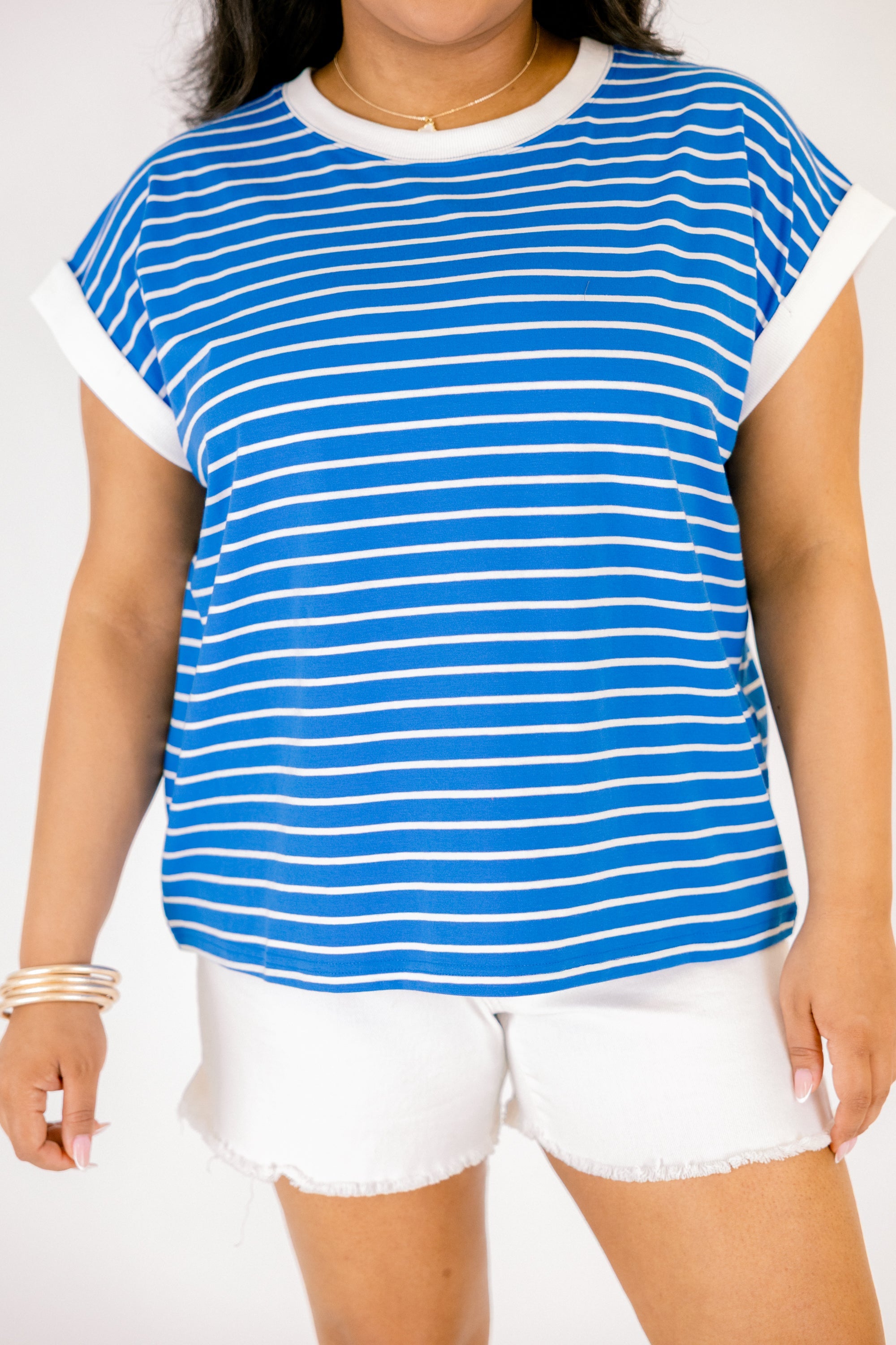 The Savannah Stroll Striped Tee, Ocean Blue