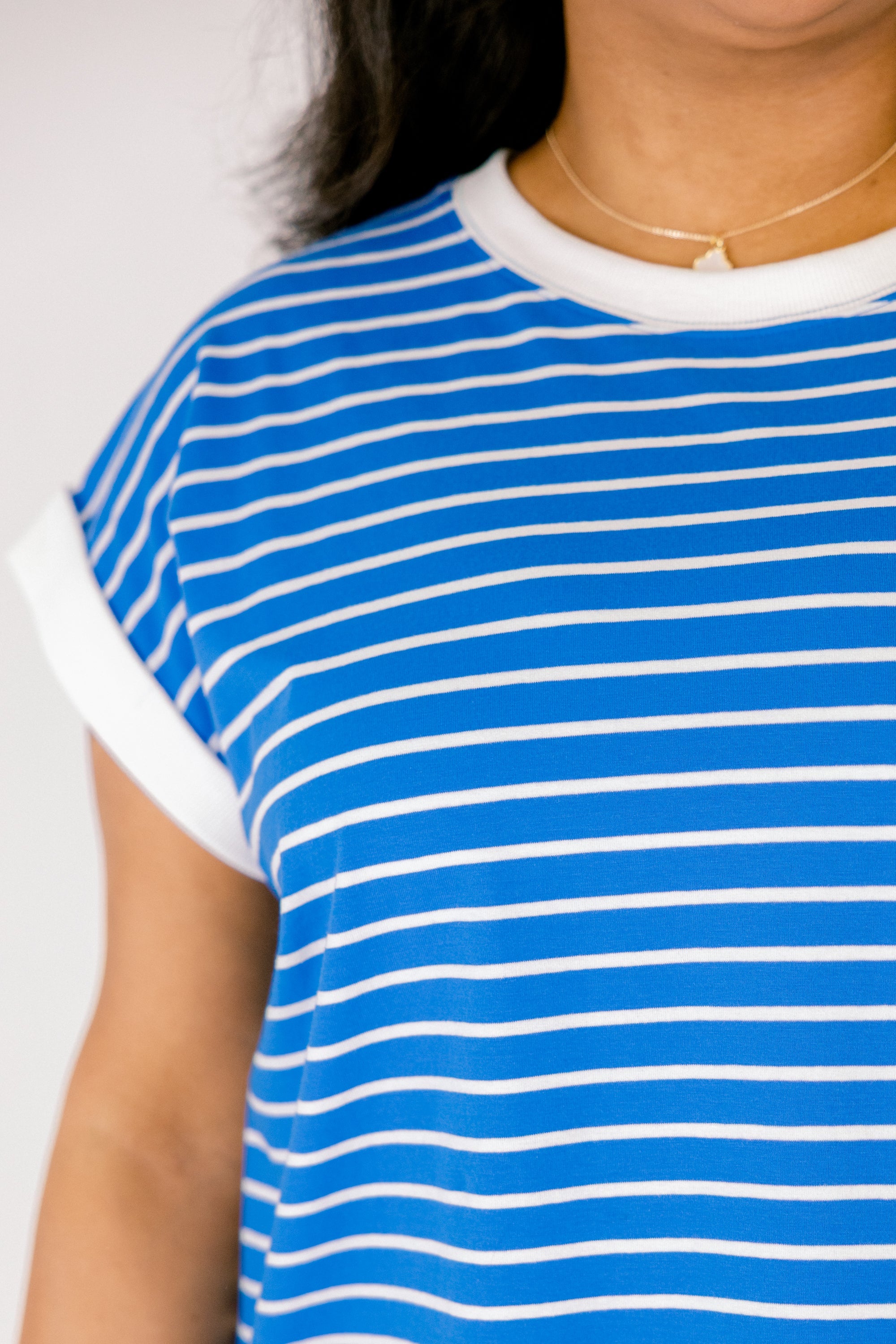 The Savannah Stroll Striped Tee, Ocean Blue