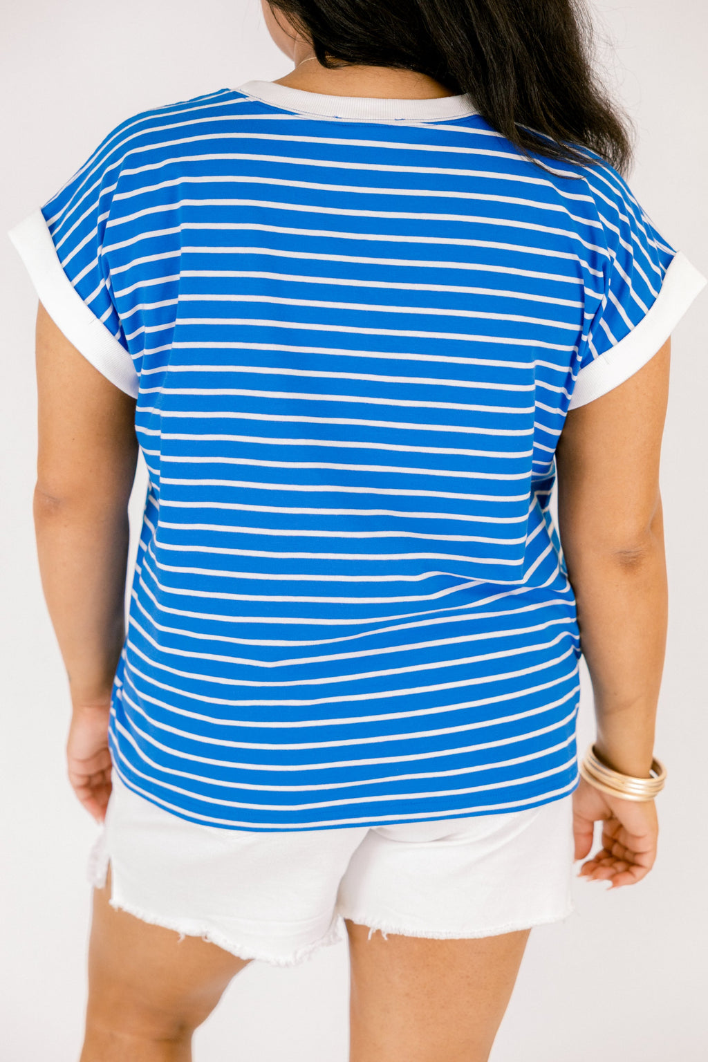 The Savannah Stroll Striped Tee, Ocean Blue