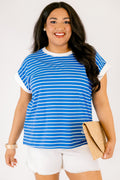 The Savannah Stroll Striped Tee, Ocean Blue