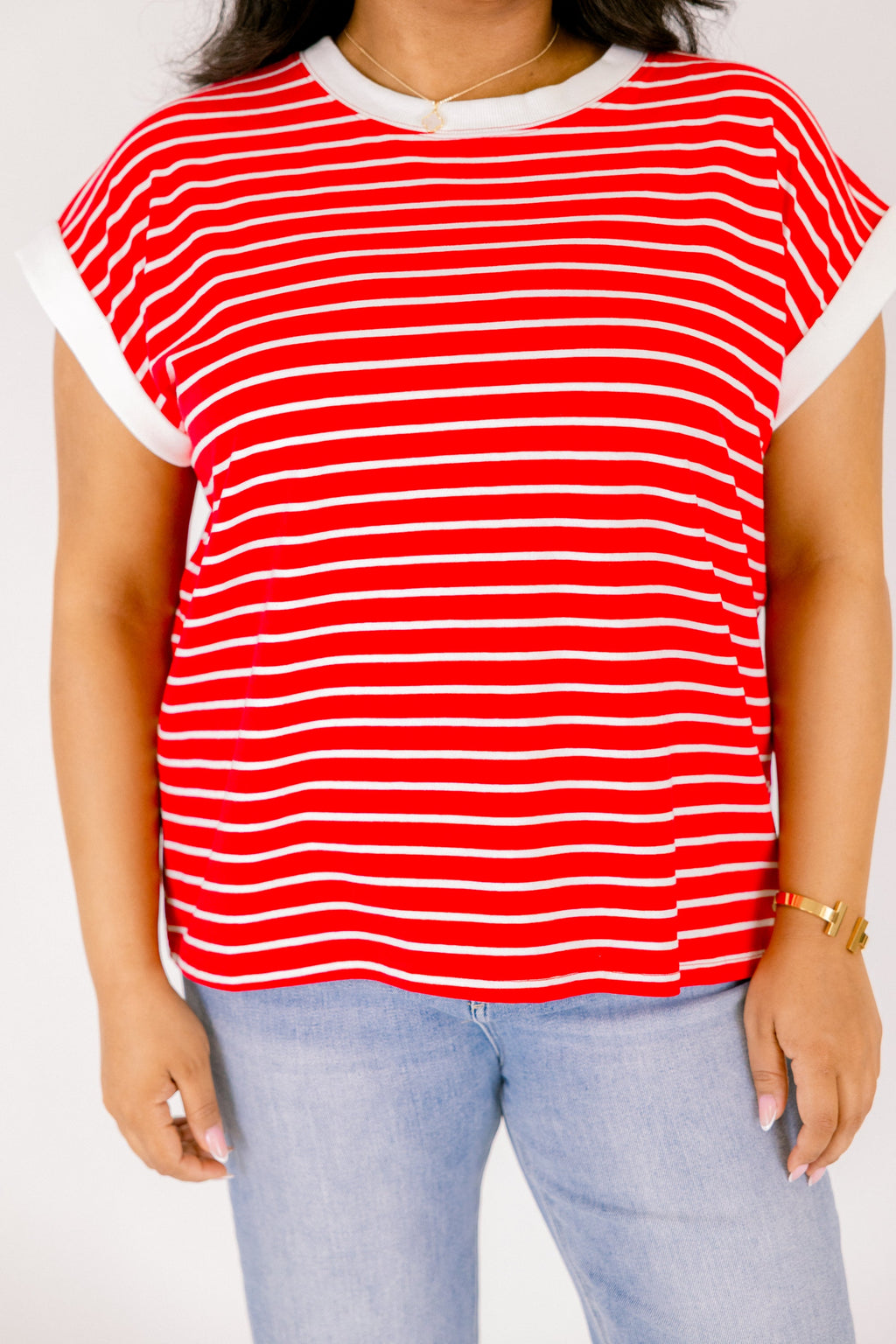 The Savannah Stroll Striped Tee, Ruby Red
