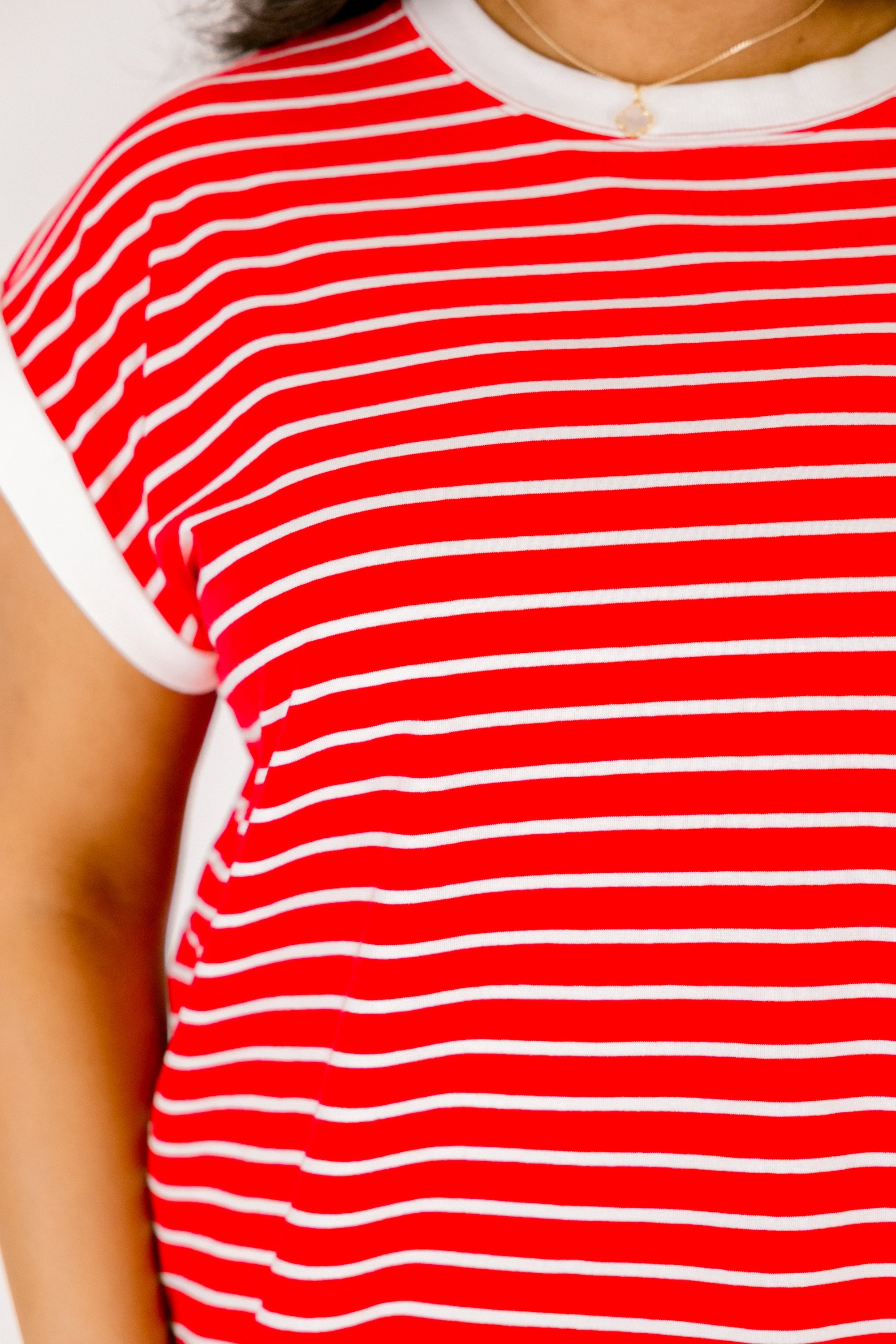 The Savannah Stroll Striped Tee, Ruby Red