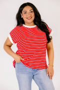 The Savannah Stroll Striped Tee, Ruby Red