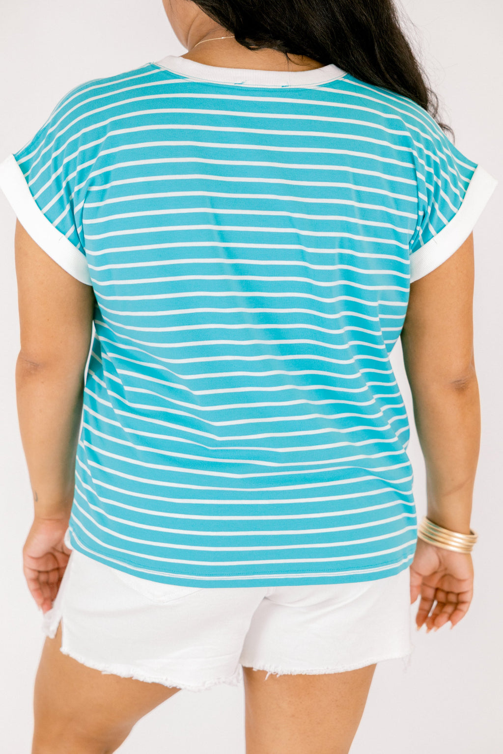 The Savannah Stroll Striped Tee, Turquoise