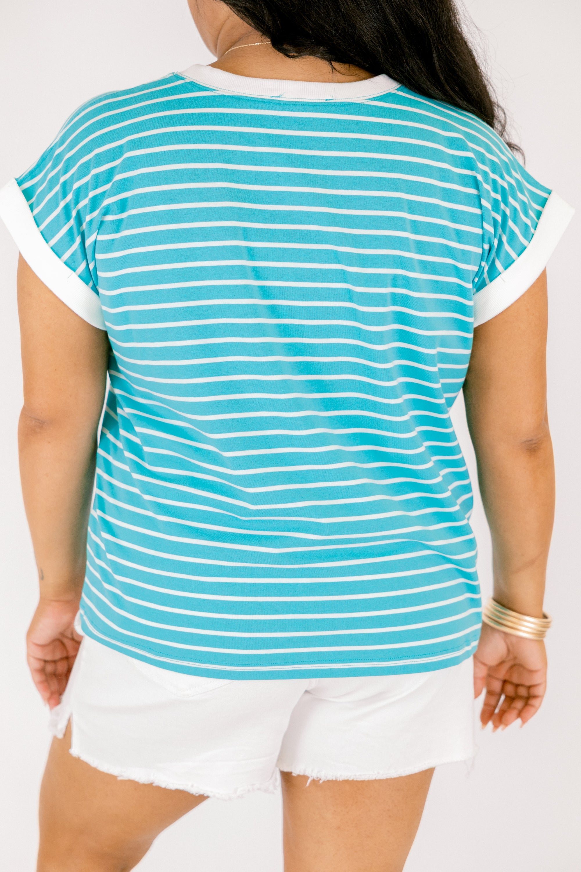 The Savannah Stroll Striped Tee, Turquoise
