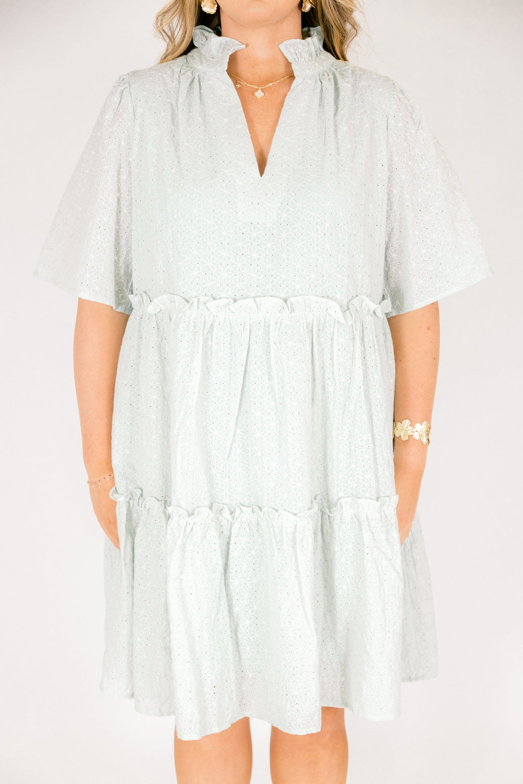 Through The Arbor Dress, Green Embroidery