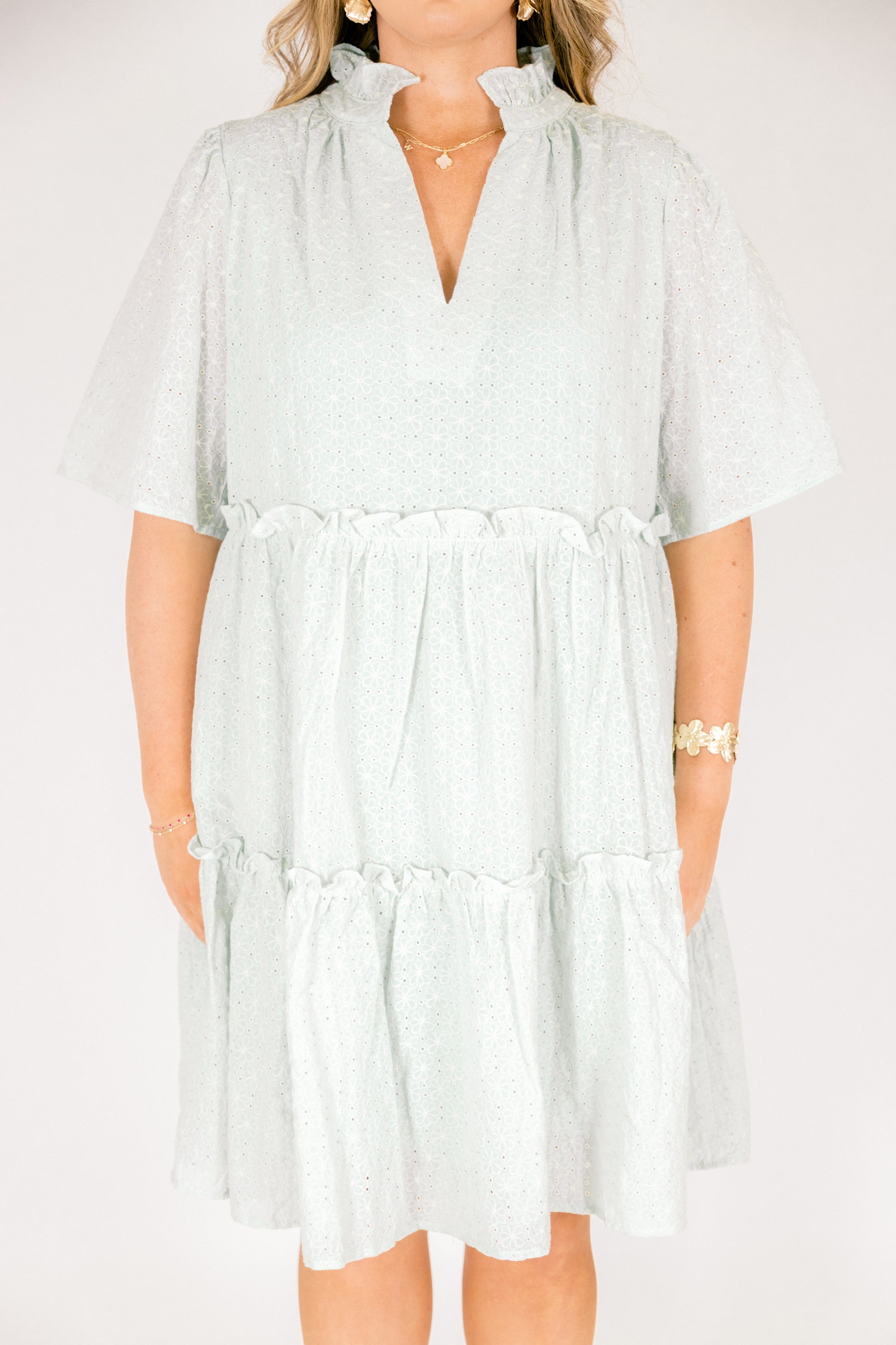 Through The Arbor Dress, Green Embroidery