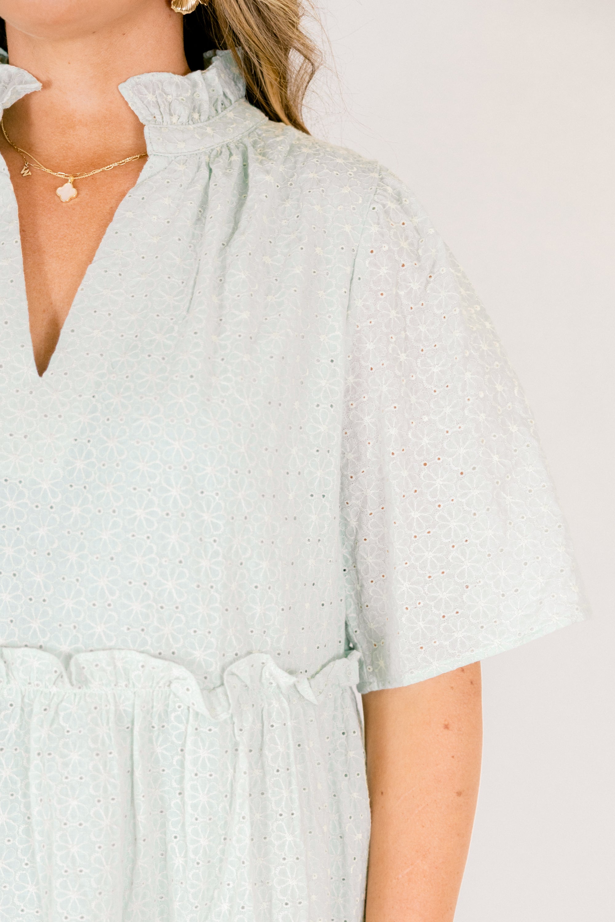 Through The Arbor Dress, Green Embroidery