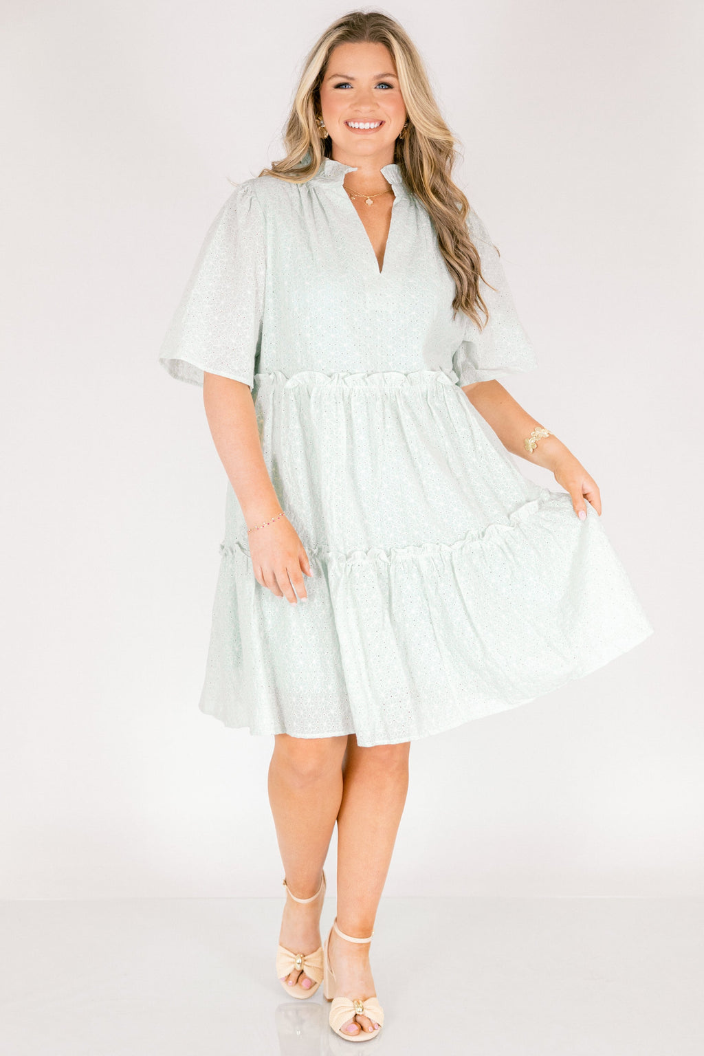 Through The Arbor Dress, Green Embroidery