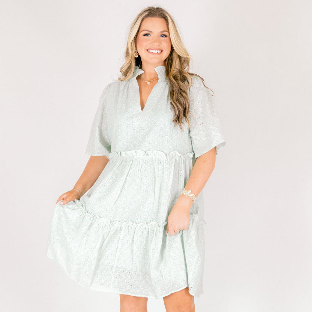 Through The Arbor Dress, Green Embroidery
