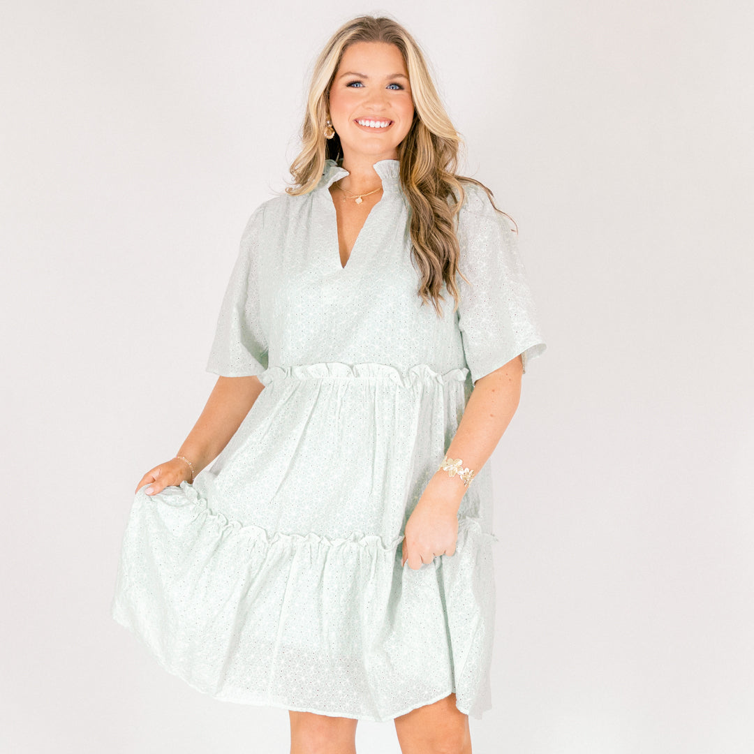 Through The Arbor Dress, Green Embroidery