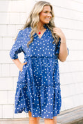 Through The Arbor Dress, Navy Polka Dot