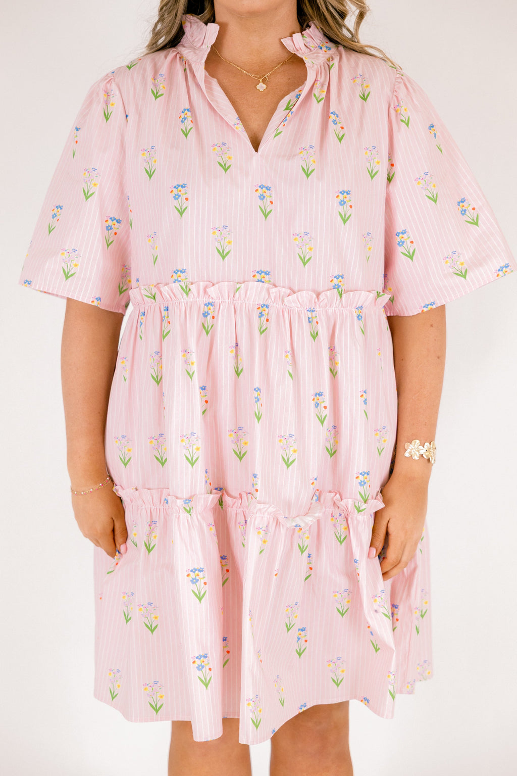 Through The Arbor Dress, Pink Stripe