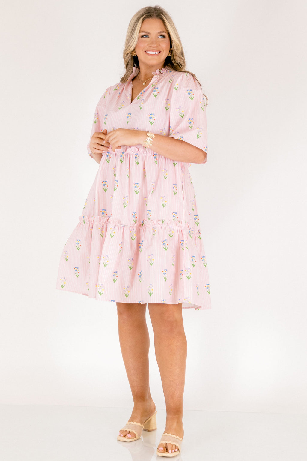 Through The Arbor Dress, Pink Stripe