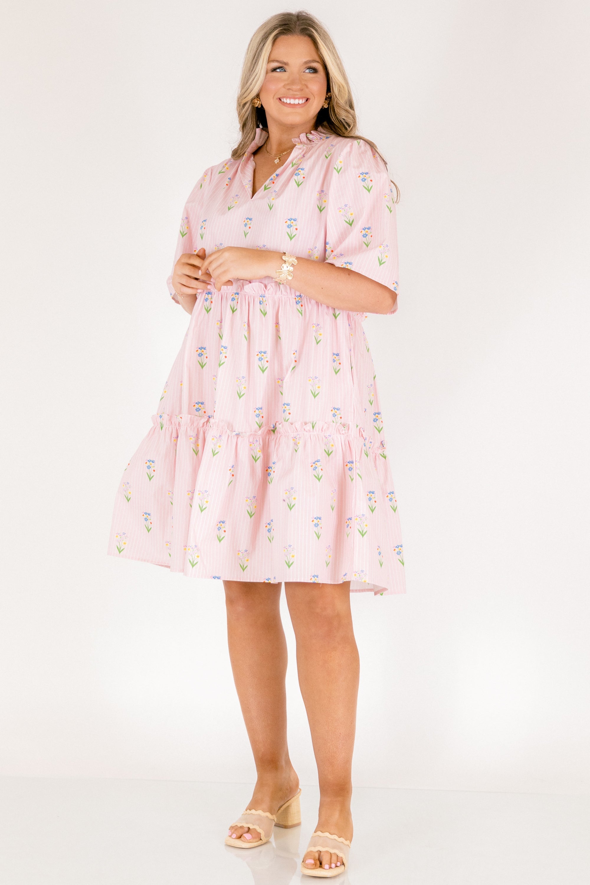 Through The Arbor Dress, Pink Stripe