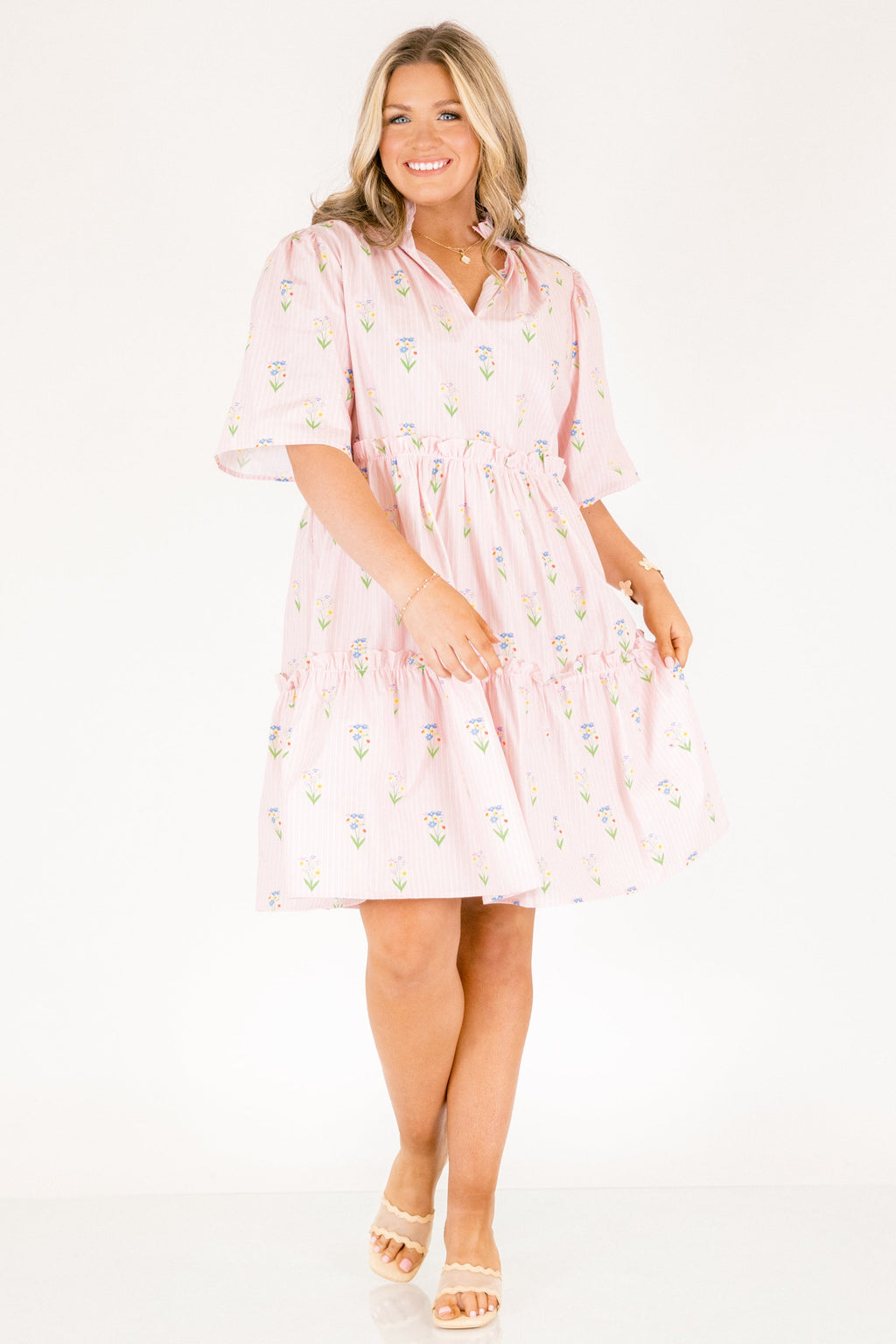 Through The Arbor Dress, Pink Stripe