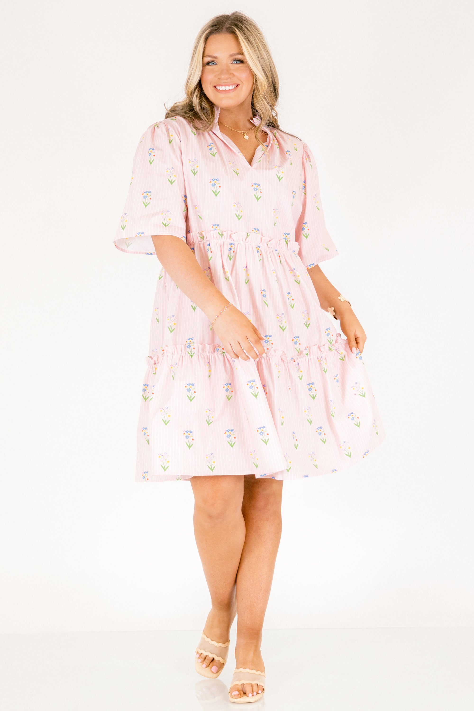 Through The Arbor Dress, Pink Stripe