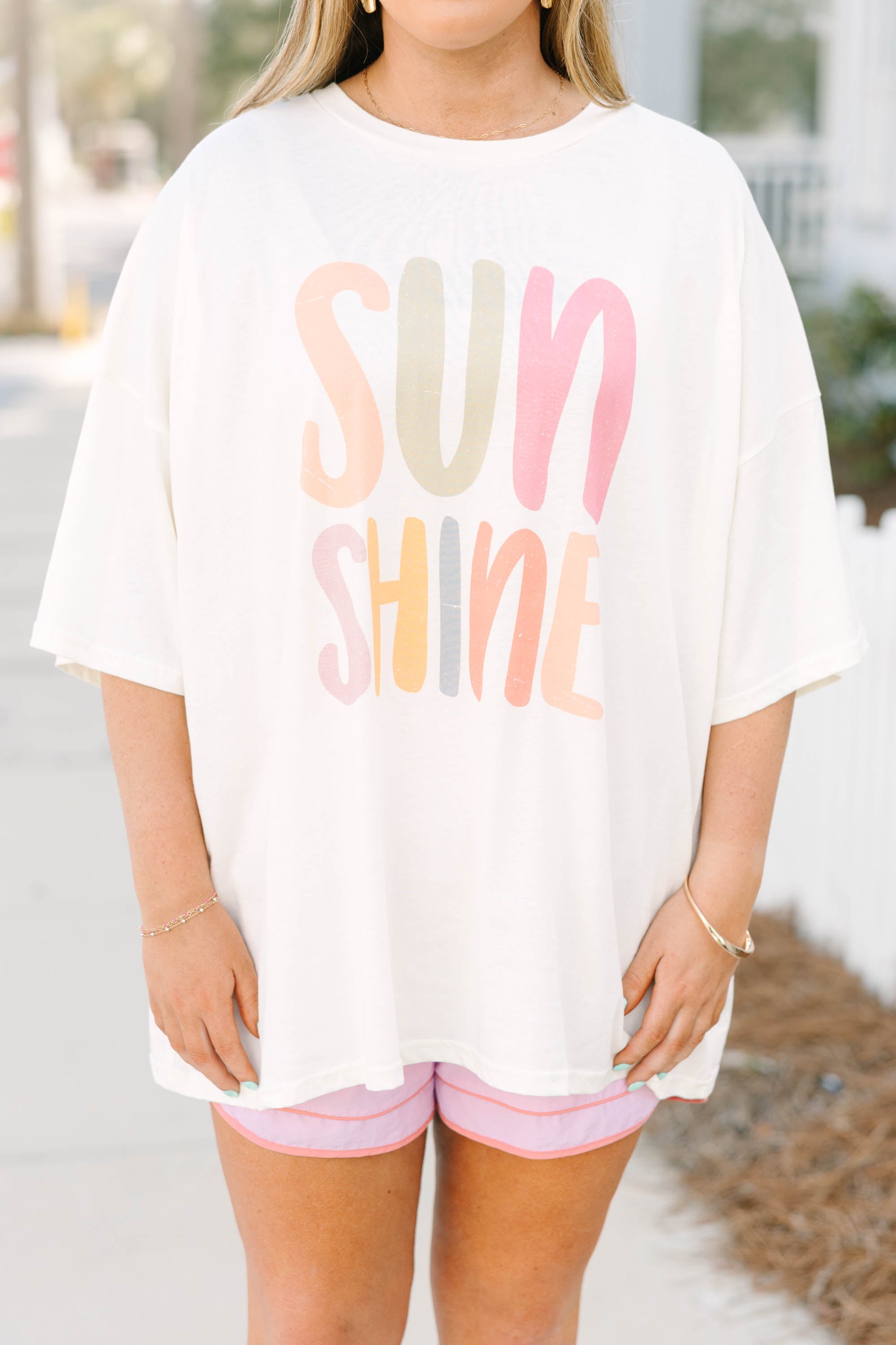 Walk on Sunshine Boyfriend Tee, Ivory