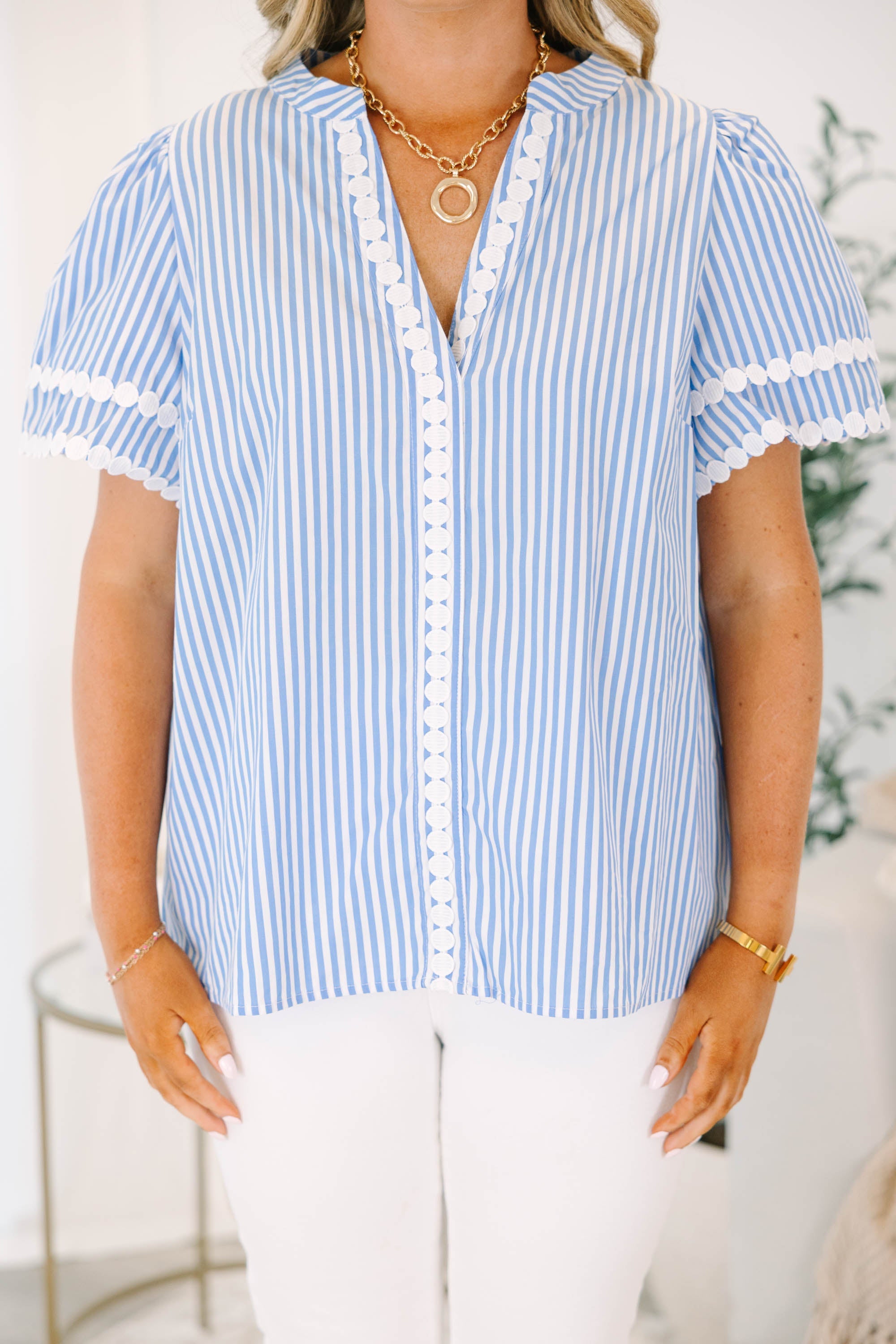 Treading Lightly Top, Blue Stripe