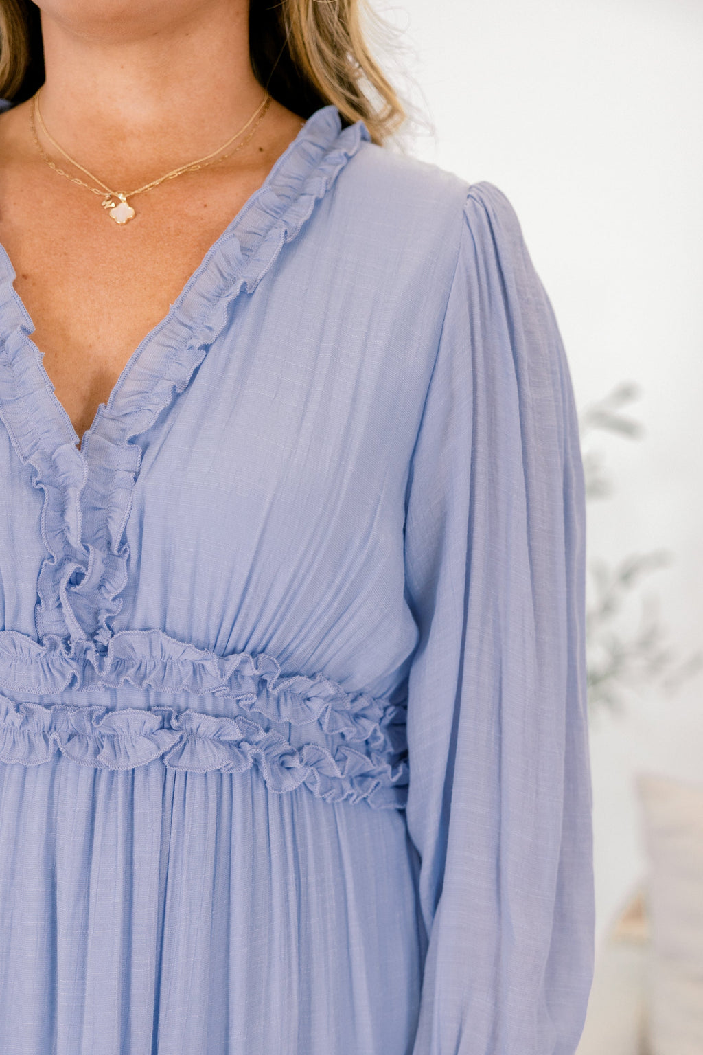 Vivid Palms Dress, Light Blue