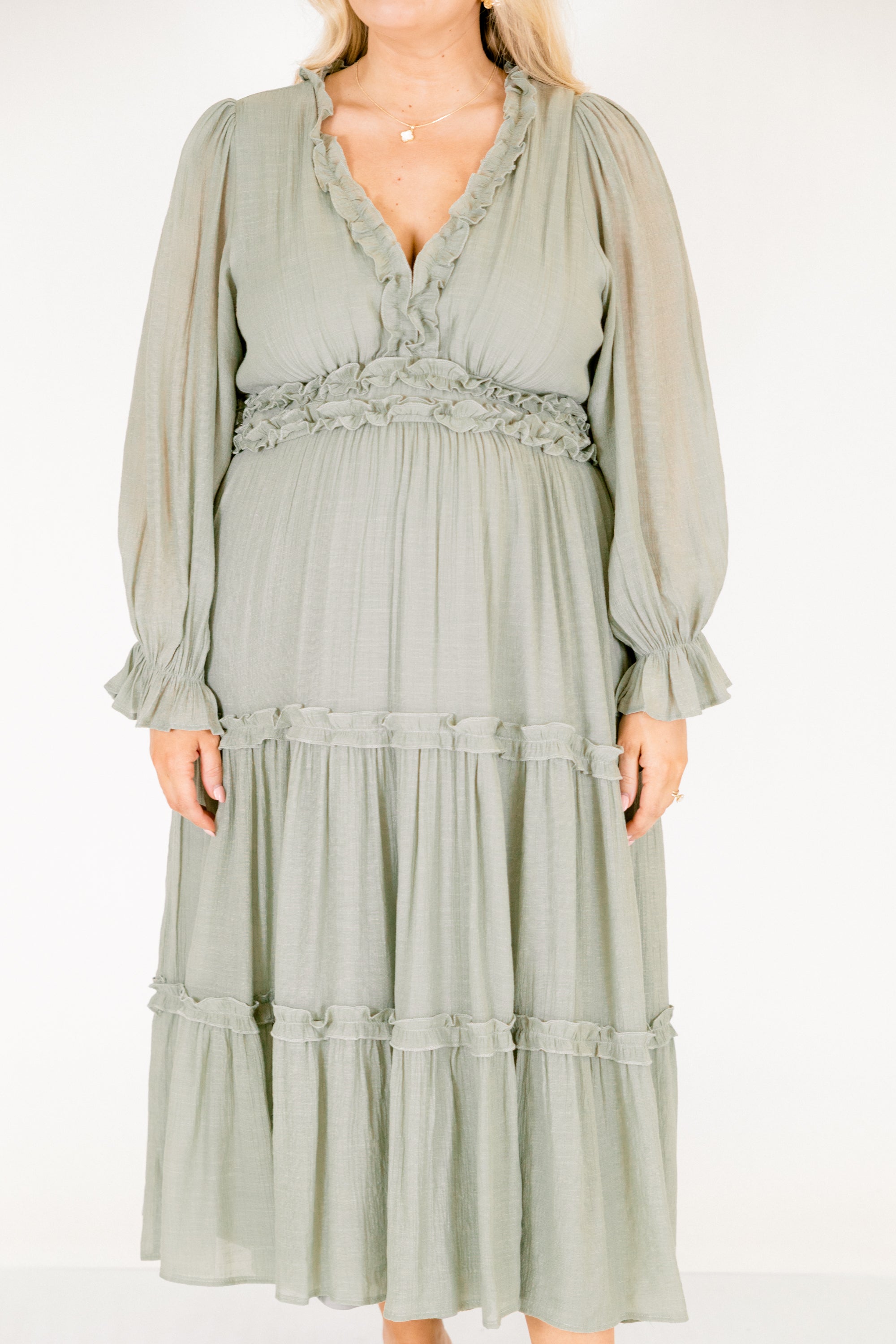 Vivid Palms Dress, Sage