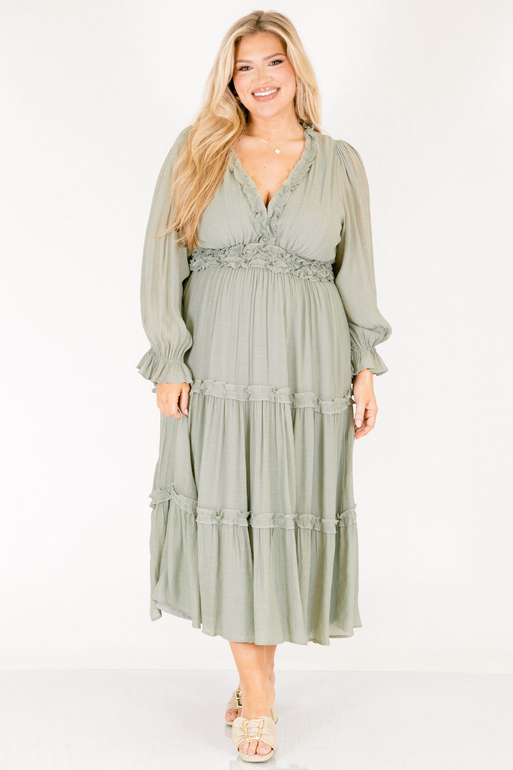 Vivid Palms Dress, Sage