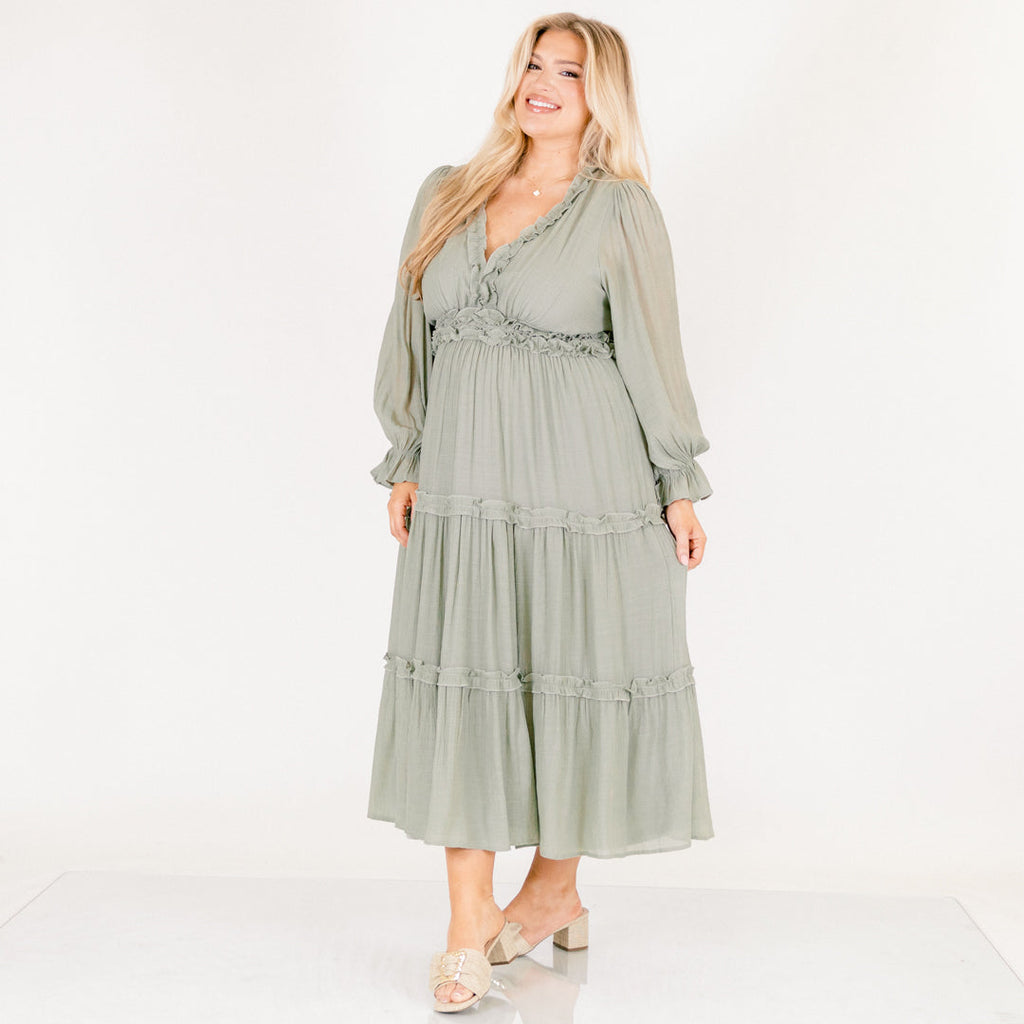 Vivid Palms Dress, Sage
