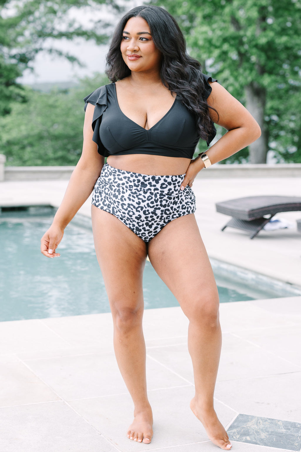 Waiting For You Swim Bottom, Black Leopard