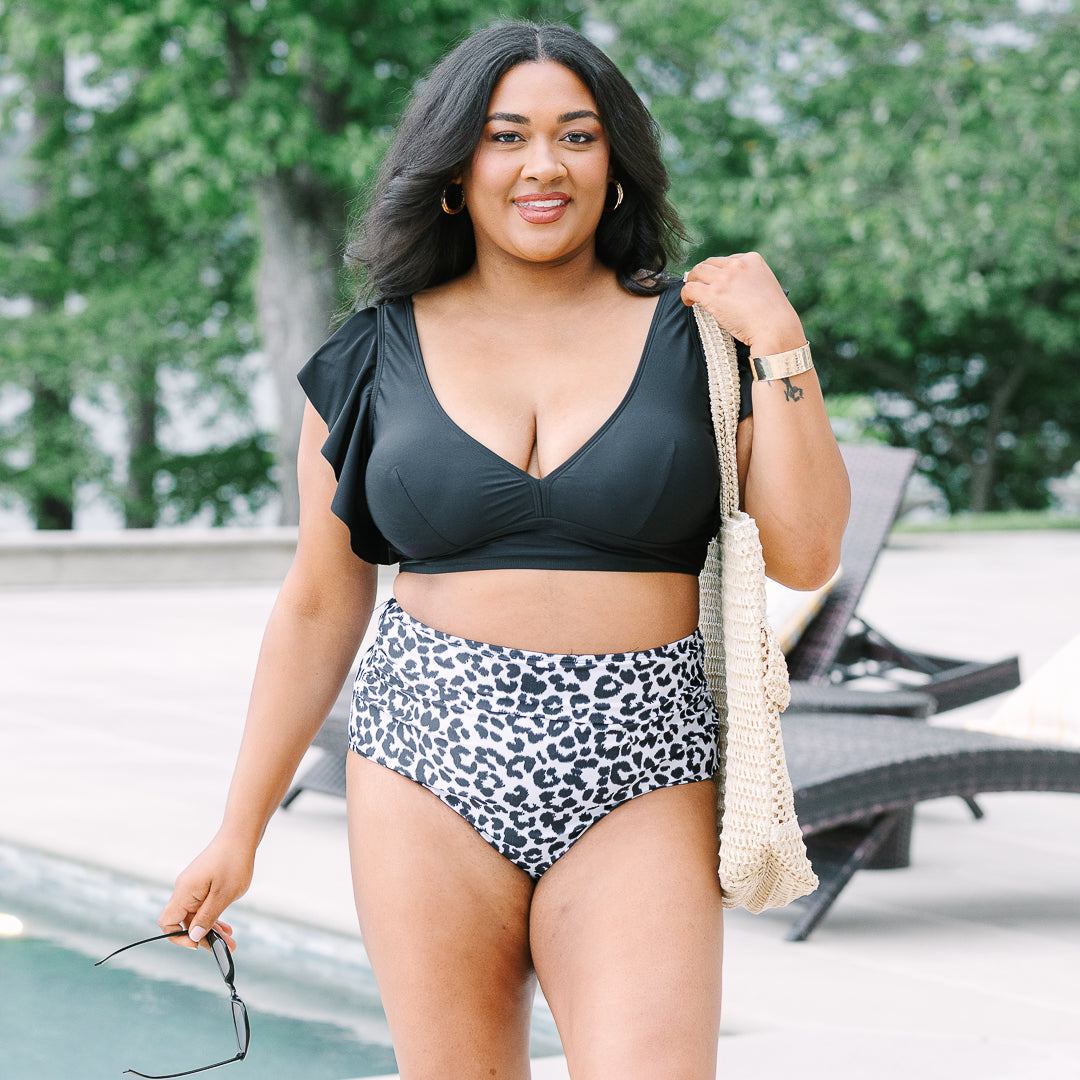Waiting For You Swim Top, Black
