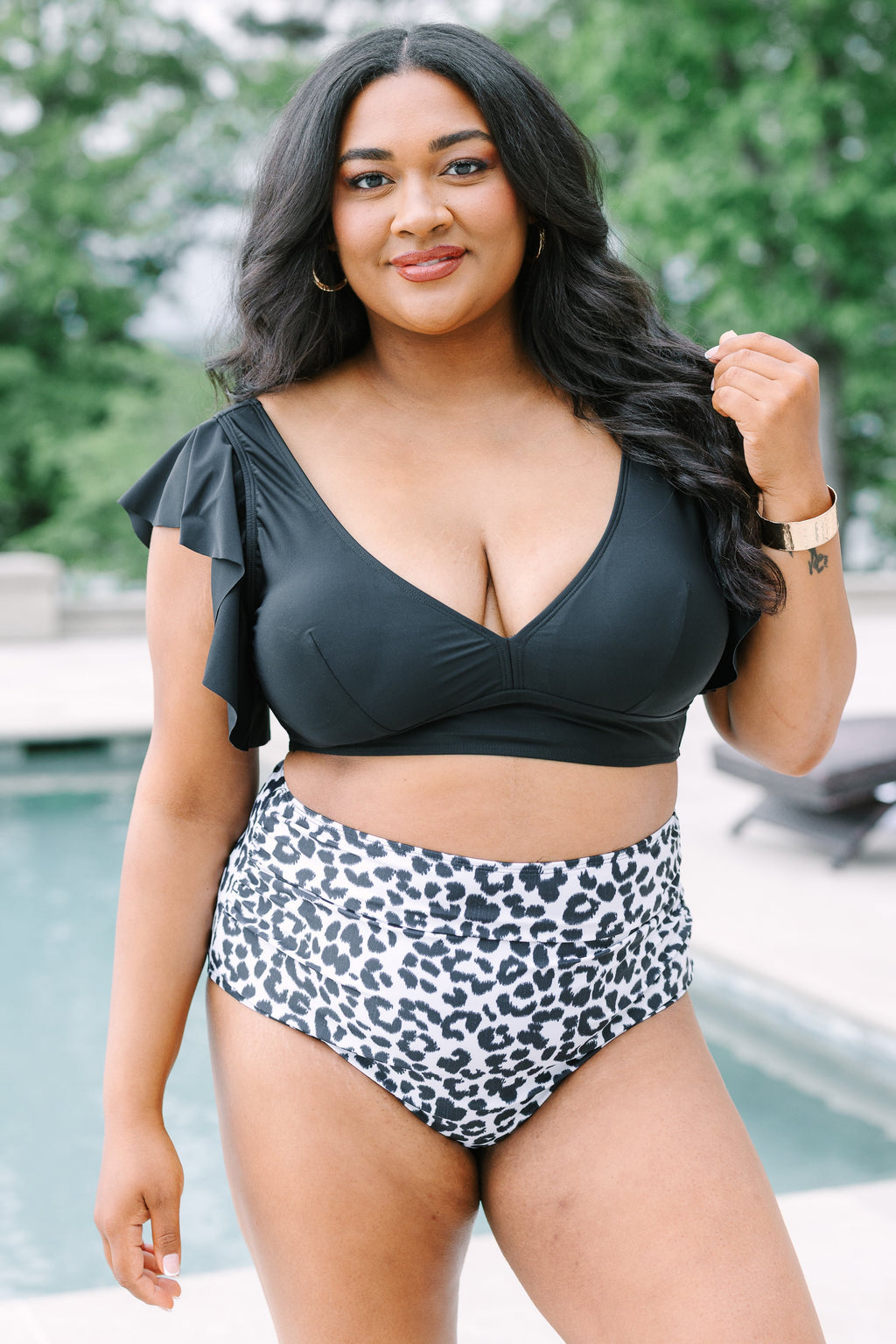 Waiting For You Swim Top, Black