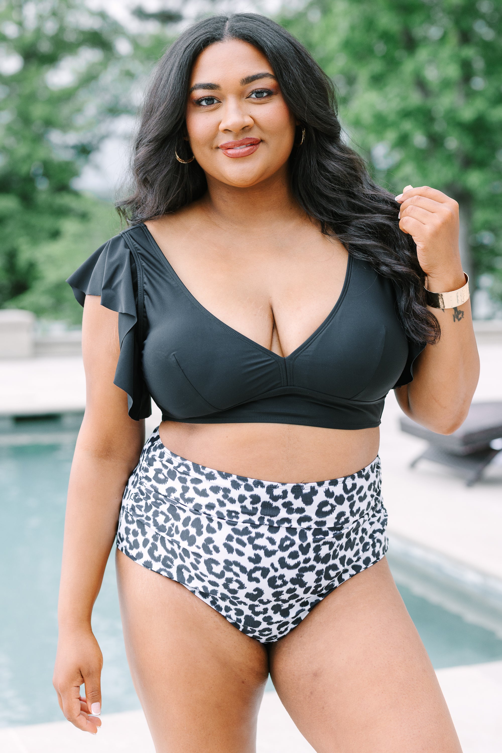 Waiting For You Swim Top, Black