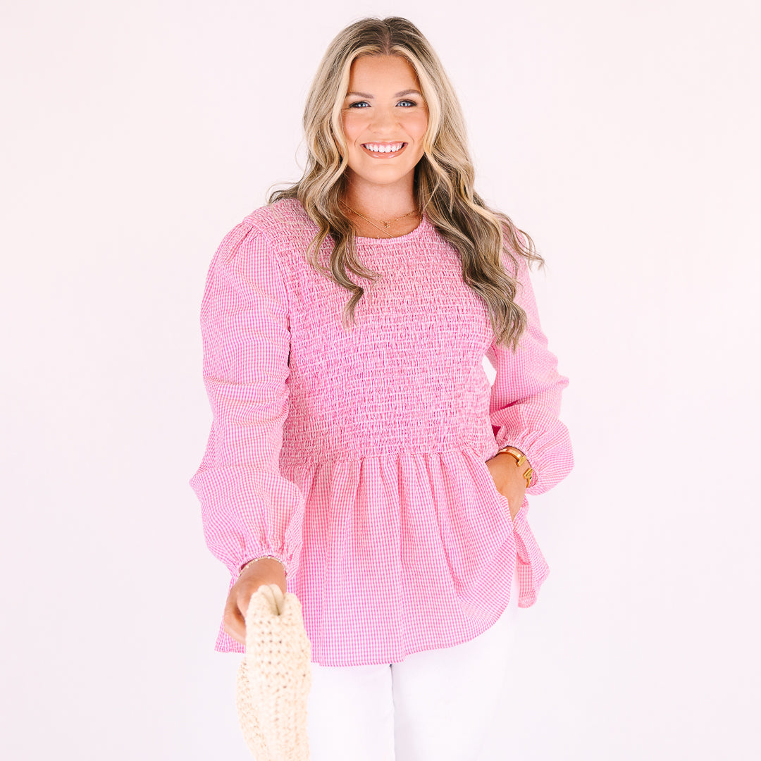 Wallflower Kisses Top, Pink Gingham