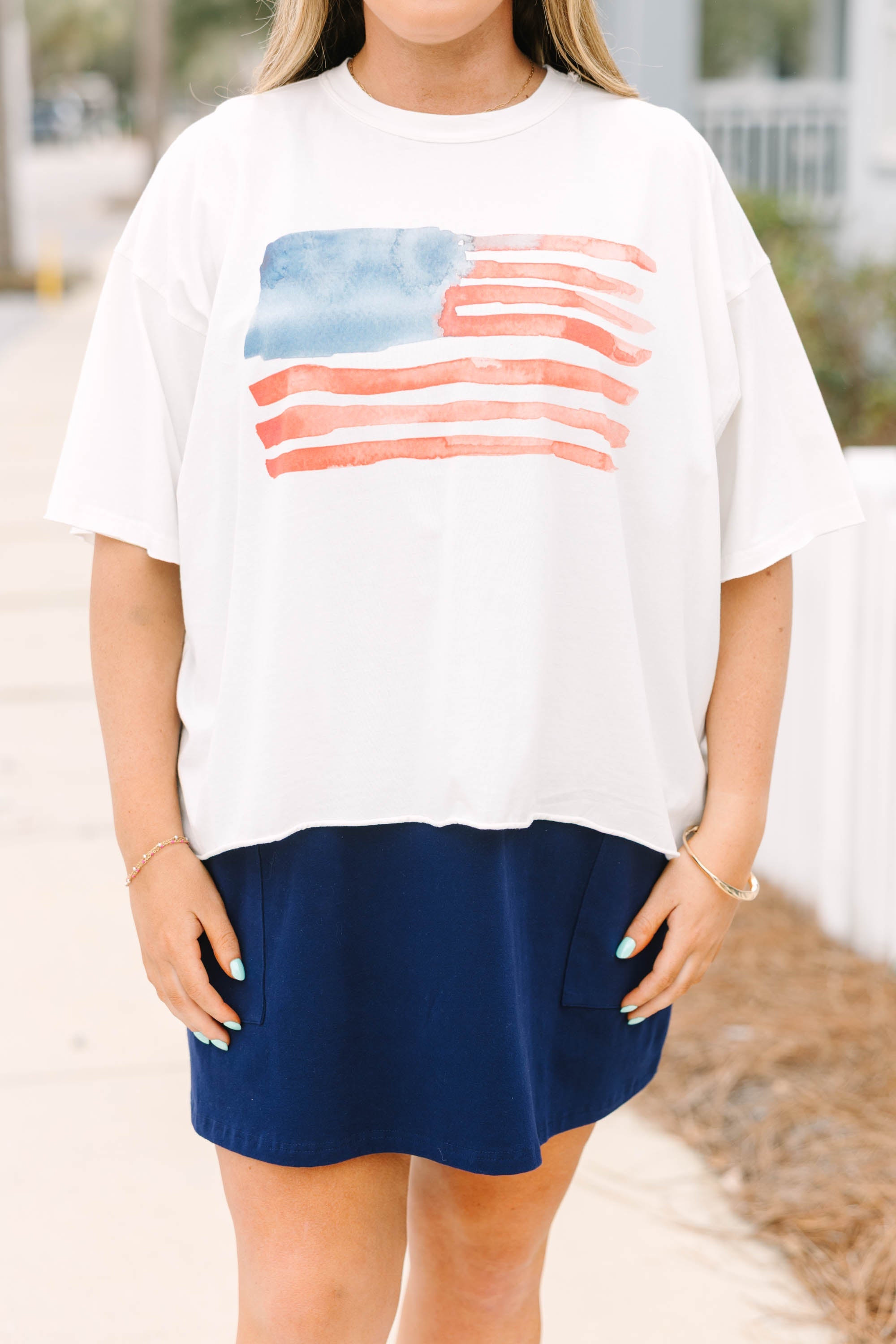 Watercolor USA Vintage Wash Tee, White