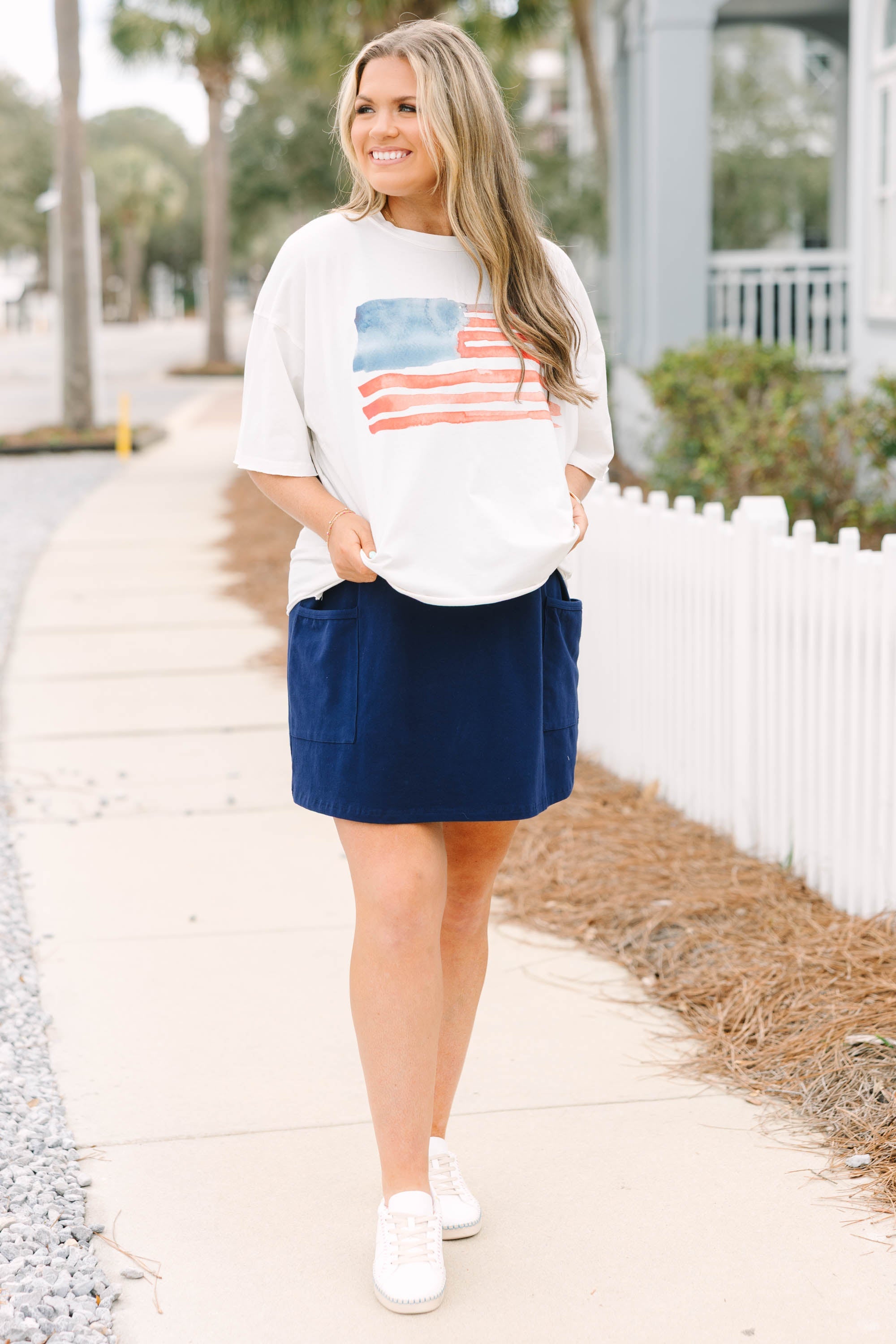 Watercolor USA Vintage Wash Tee, White