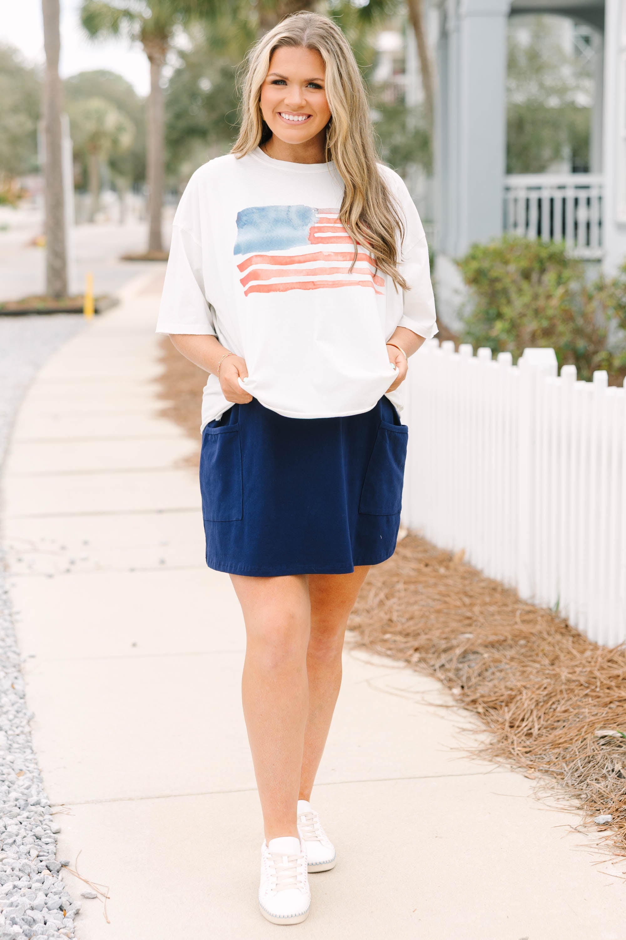 Watercolor USA Vintage Wash Tee, White