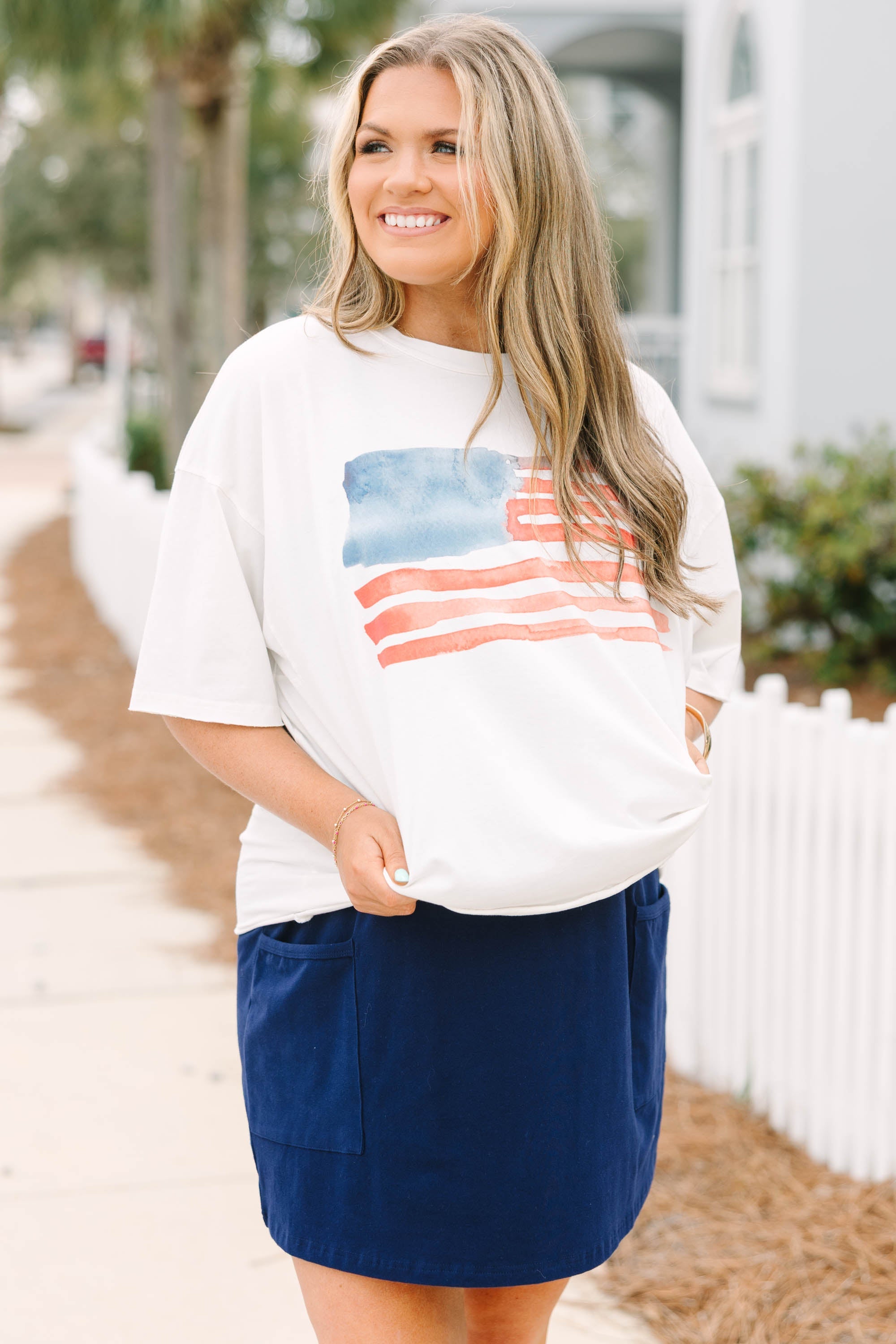 Watercolor USA Vintage Wash Tee, White